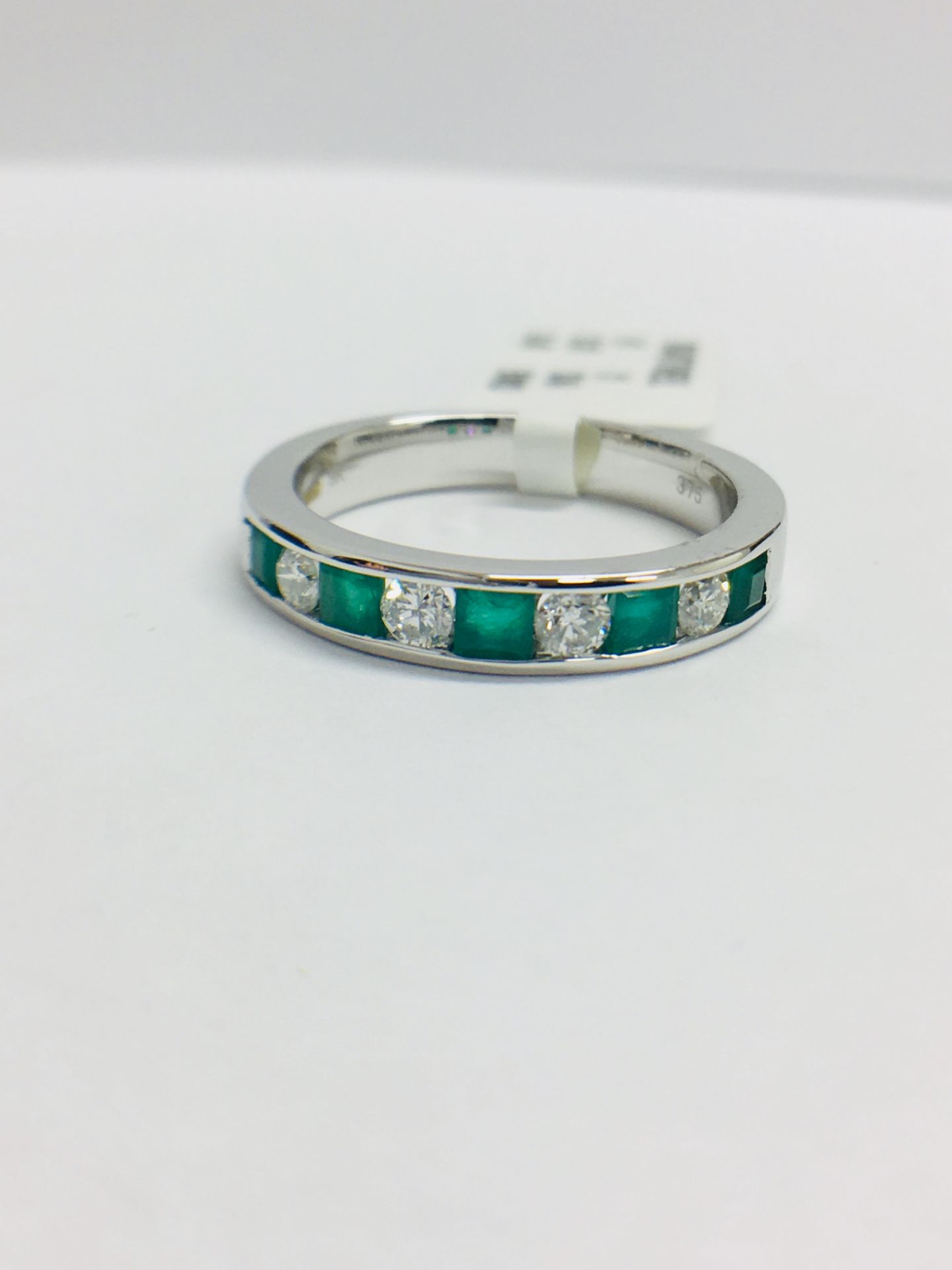 9ct Emerald Diamond Channel Set Eternity Ring - Image 2 of 10