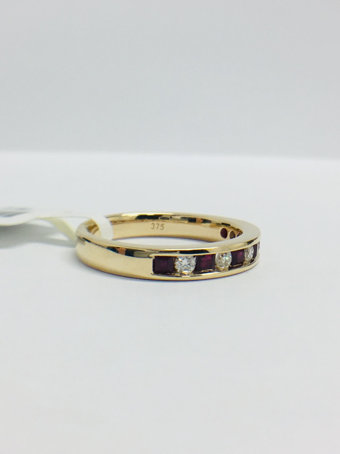 9ct Yellow Gold Ruby Diamond Channel Set Eternity Ring - Image 10 of 13