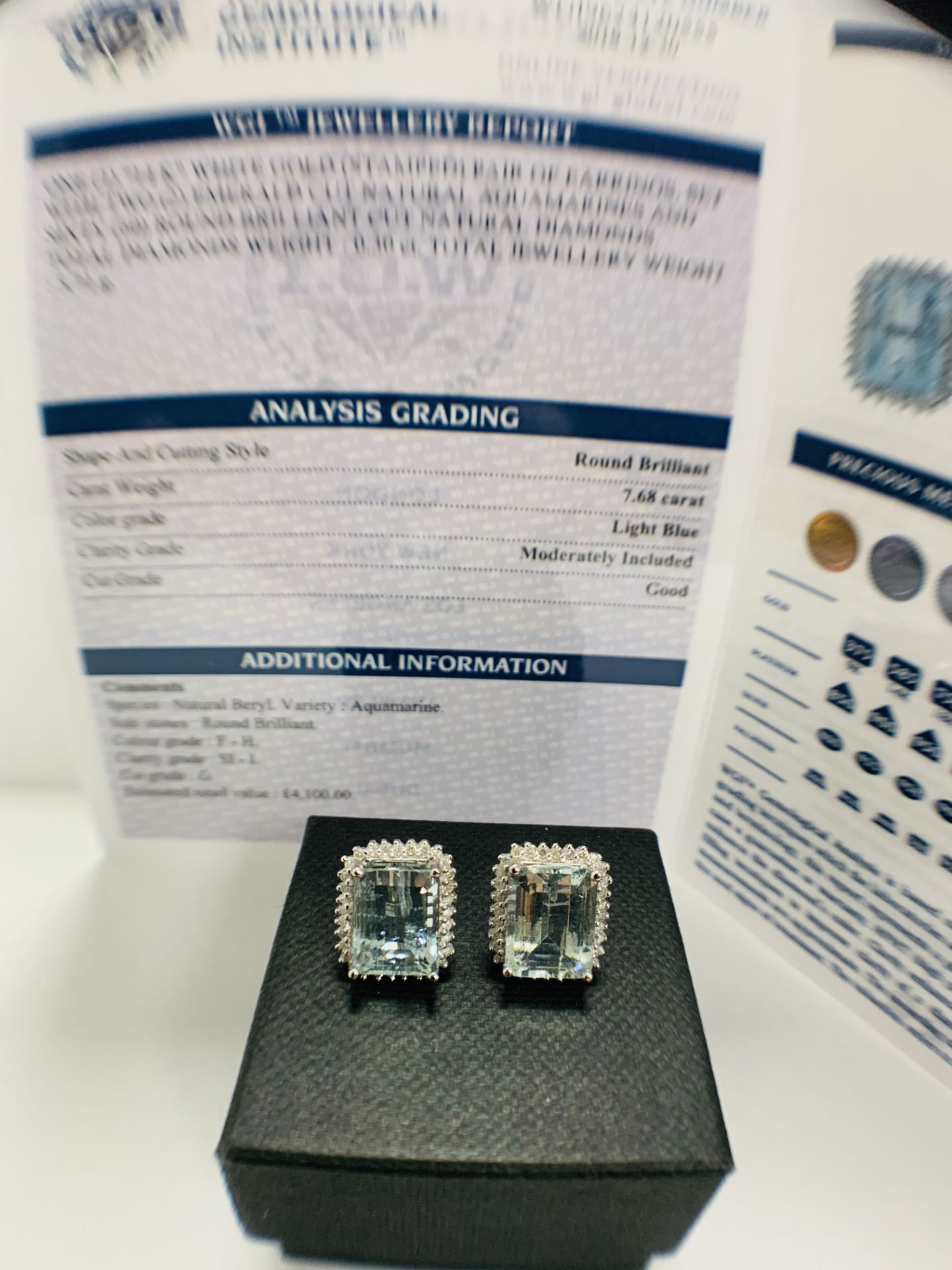 14ct White Gold Aquamarine And Diamond Stud Earrings - Image 10 of 10