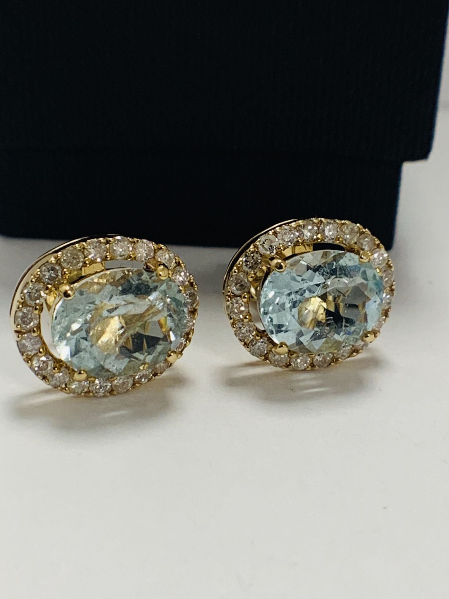 14ct Yellow Gold Aquamarine And Diamond Stud Earrings - Image 8 of 13