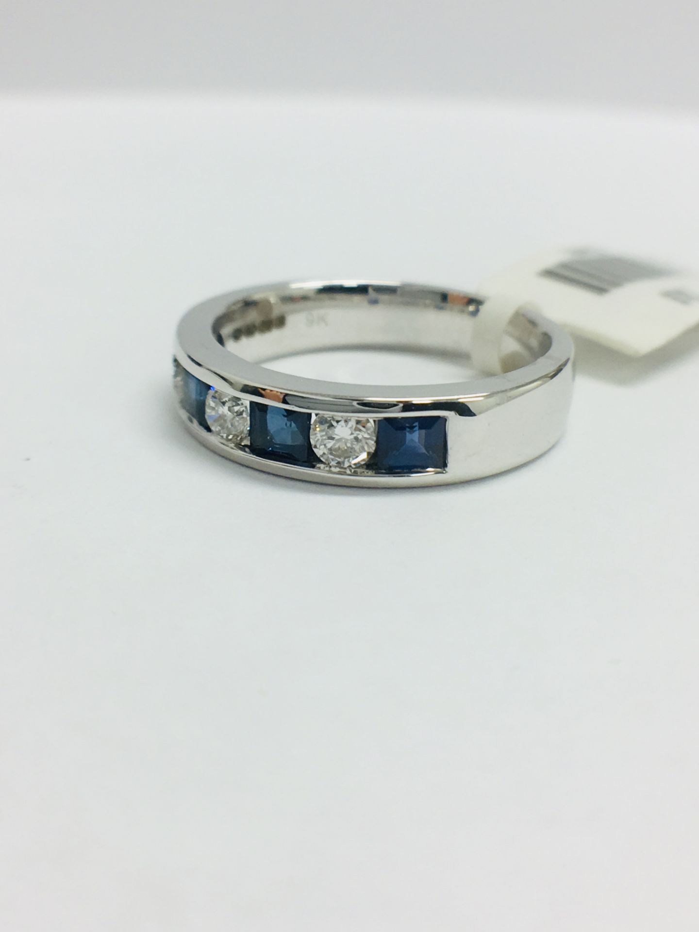 9ct White Gold Sapphire Diamond Channel Set Ring - Image 4 of 11