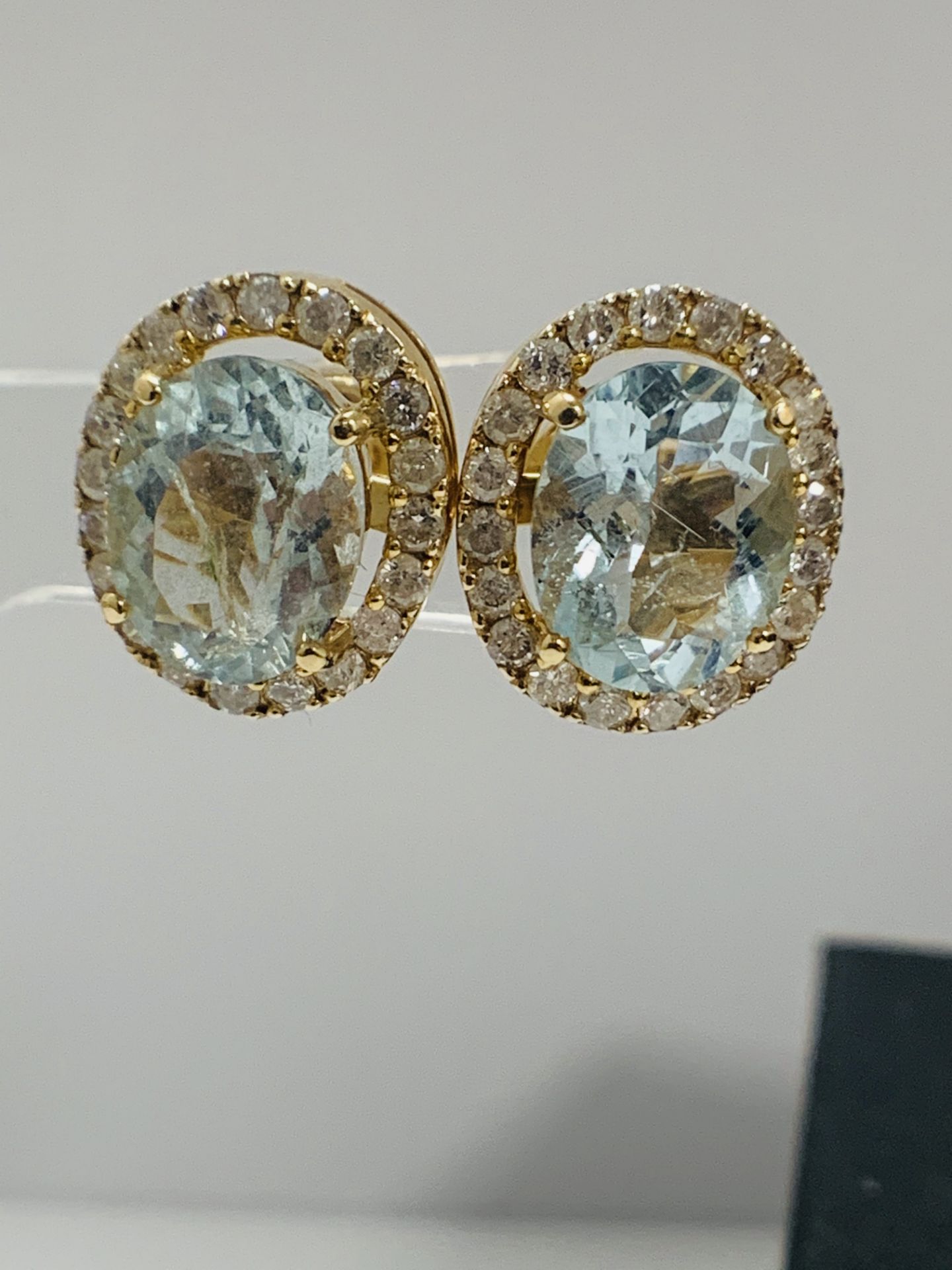 14ct Yellow Gold Aquamarine And Diamond Stud Earrings - Image 9 of 13