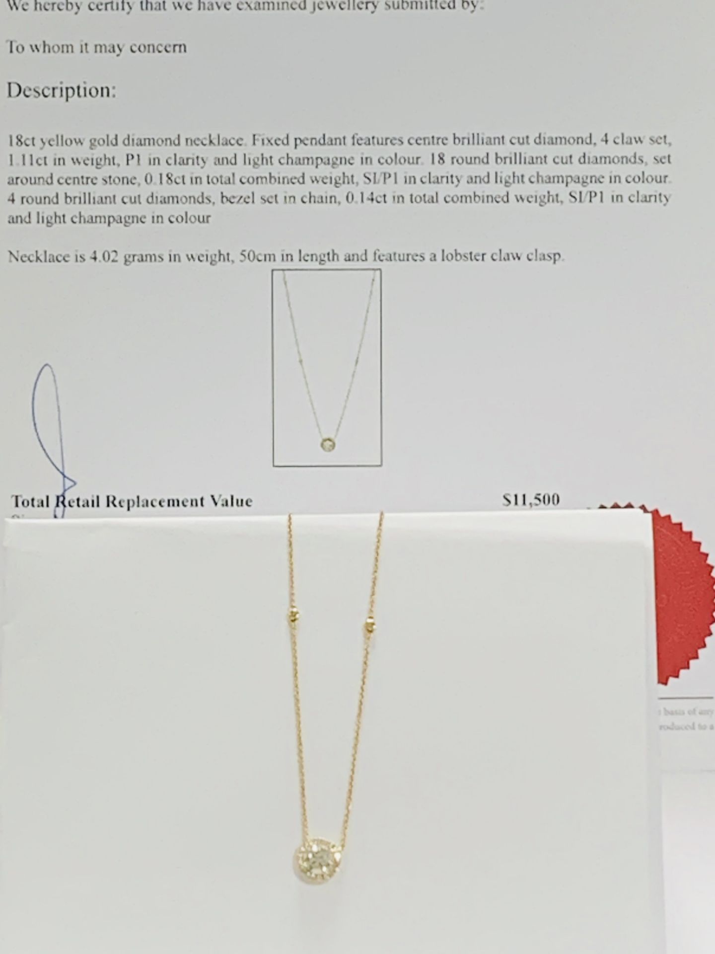 18ct Yellow Gold Diamond Necklace - Image 8 of 9