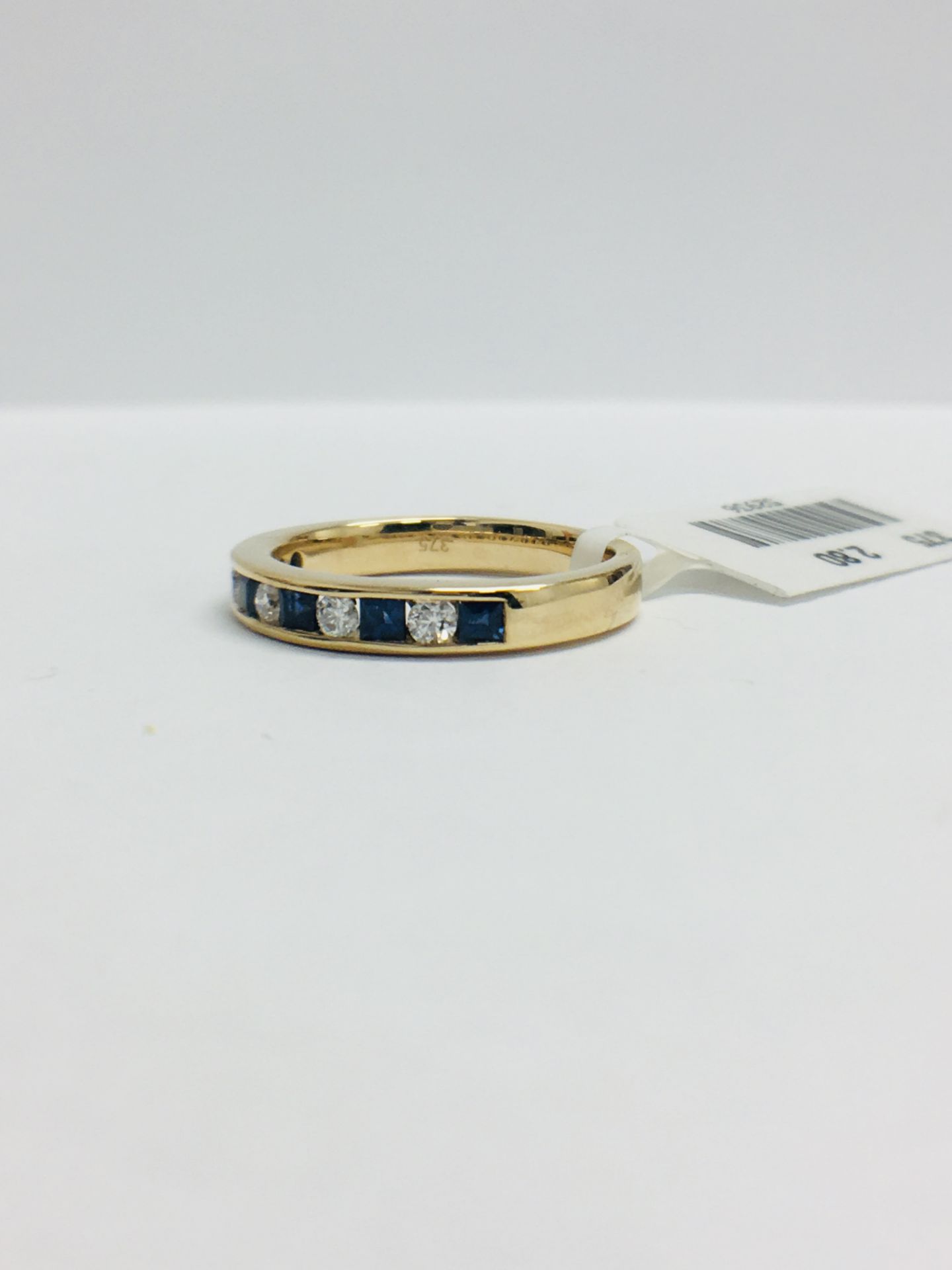 9ct Yellow Gold Sapphire Diamond Channel Set Eternity Ring - Image 2 of 9