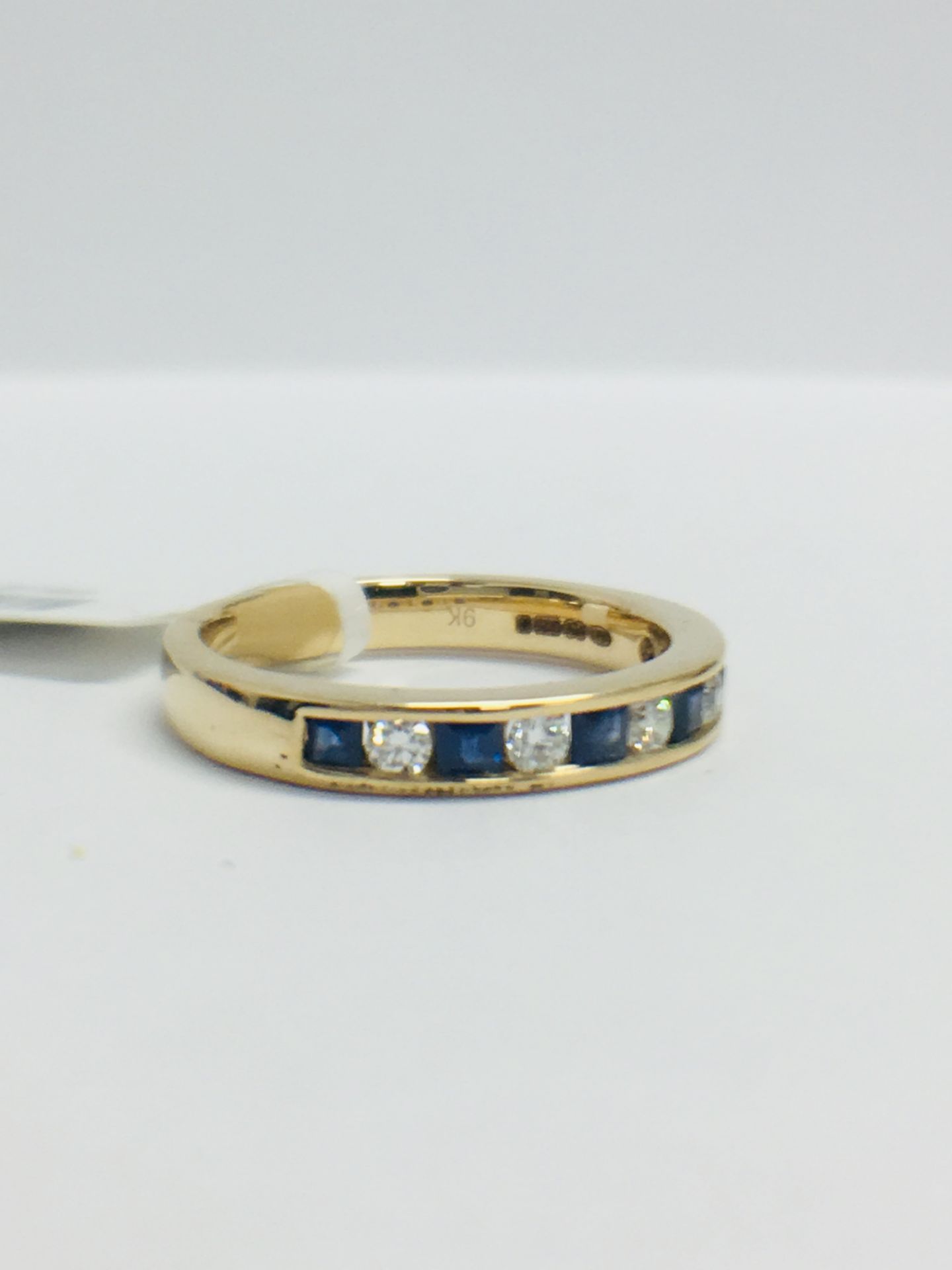 9ct Yellow Gold Sapphire Diamond Channel Set Eternity Ring - Image 8 of 9