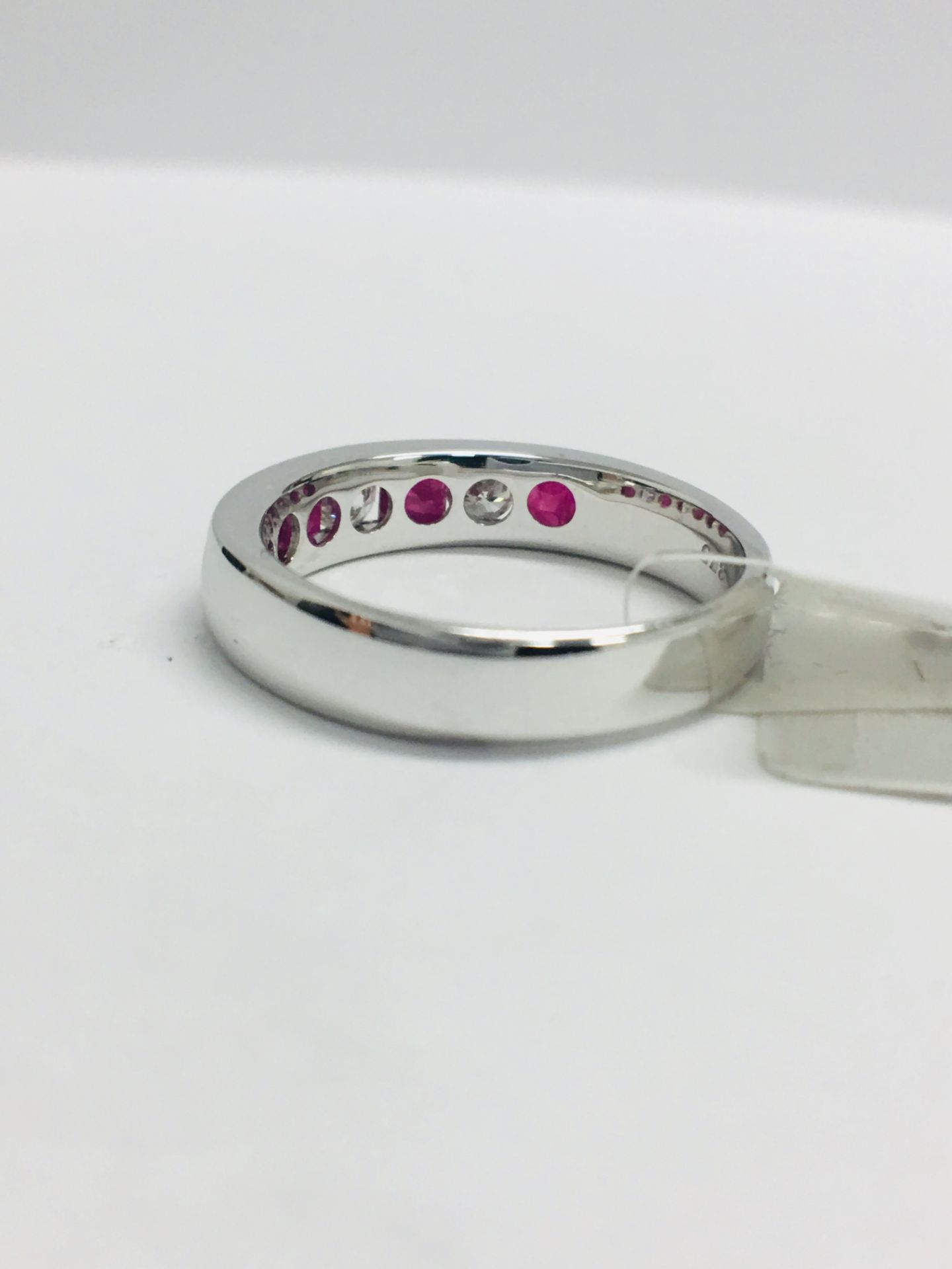 9ct White Gold Ruby Diamond Channel Set Ring - Image 5 of 9