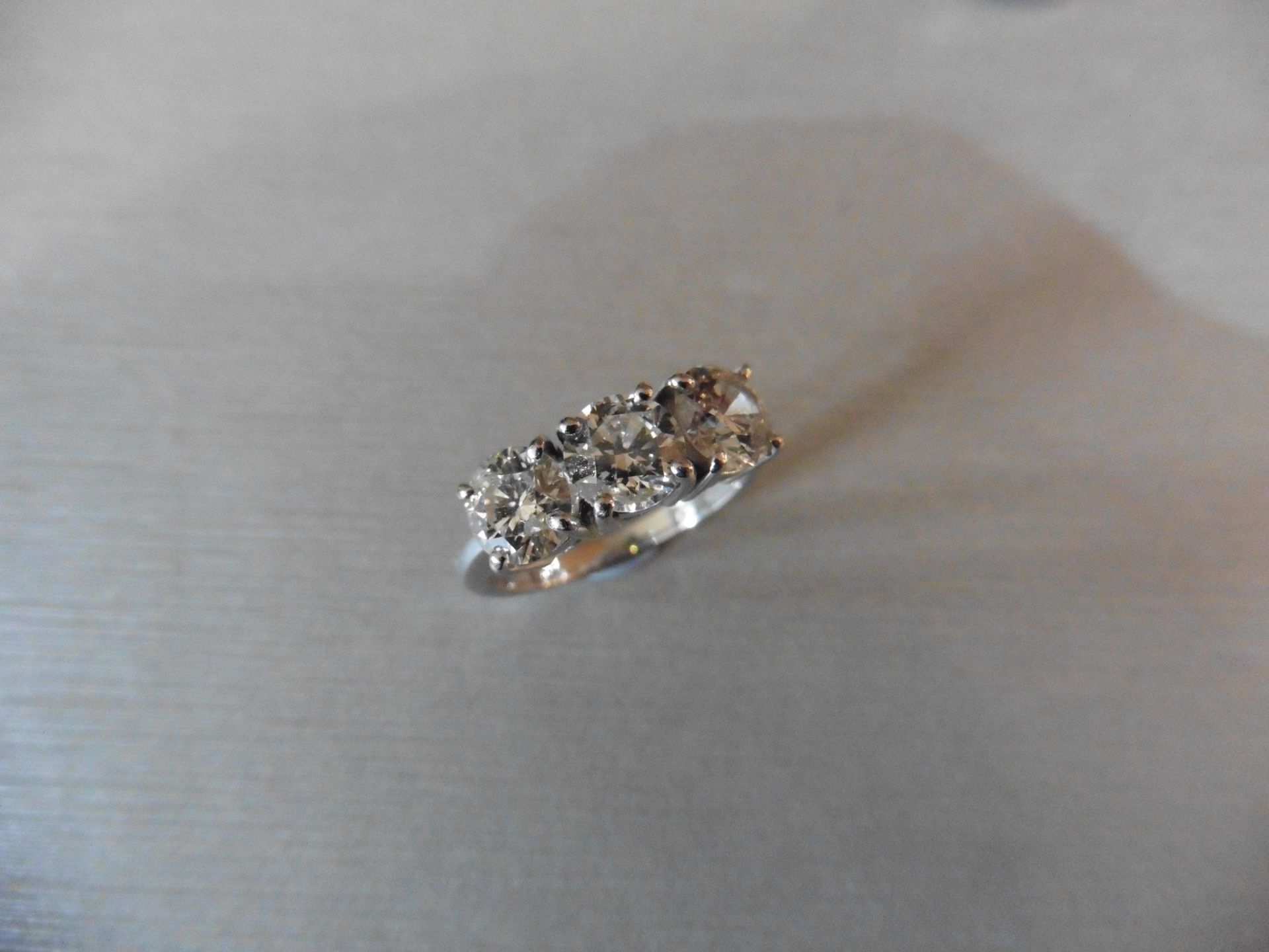 3ct Platinum Three Stone Diamond Ring - Image 4 of 5