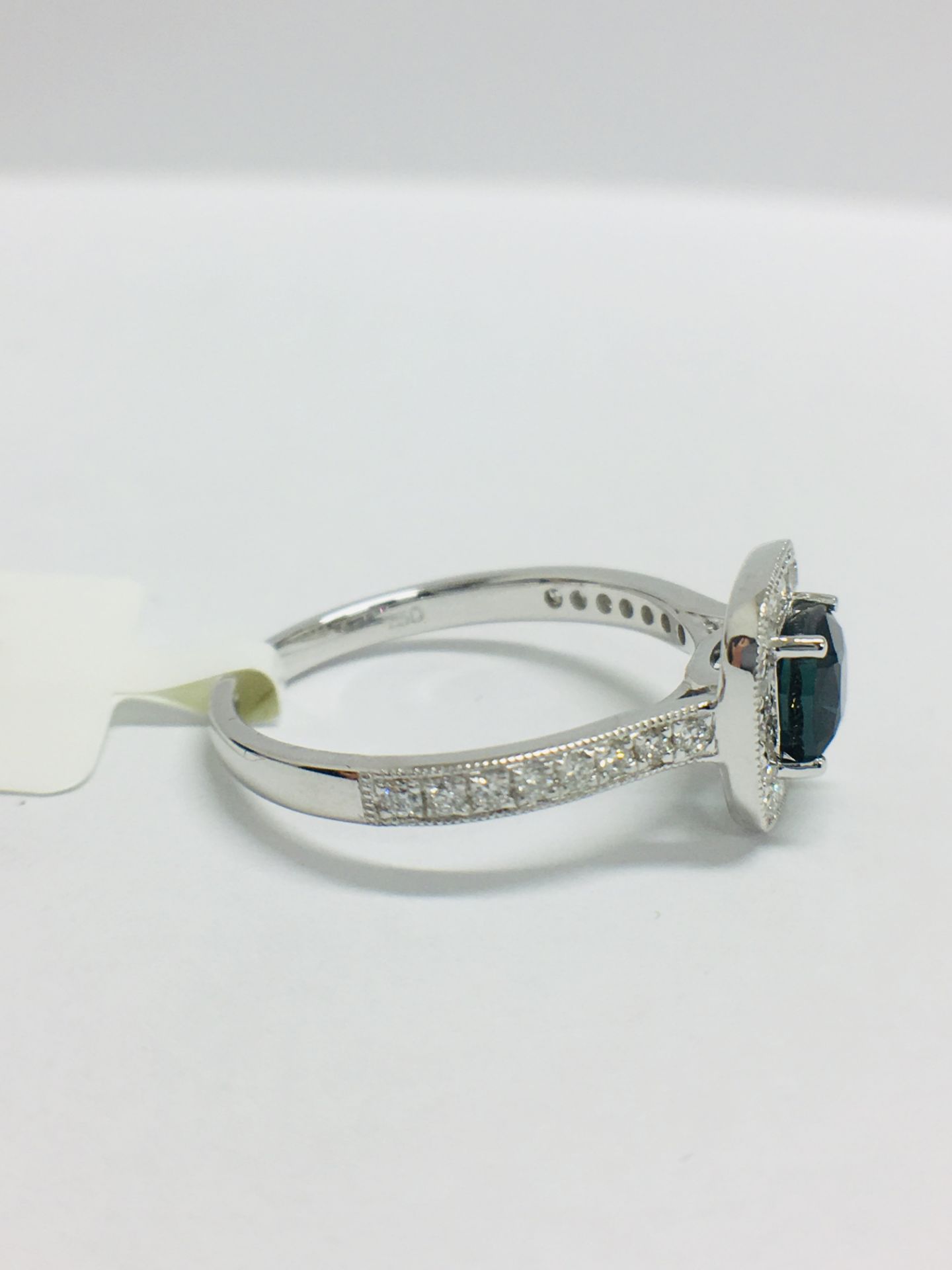 9ct White Gold Cushion Shape Sapphire Diamond Dress Ring - Image 9 of 12