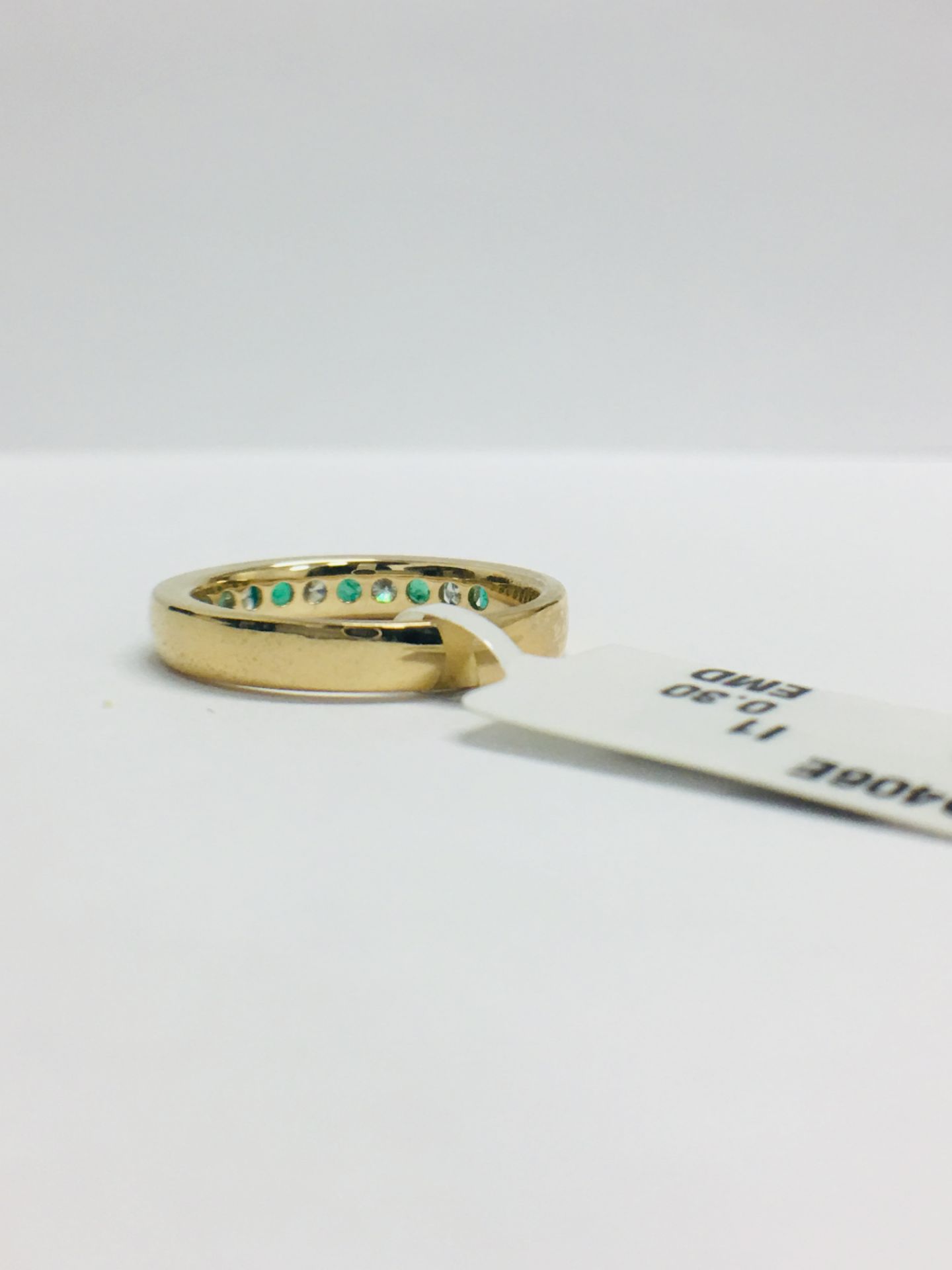 9ct Yellow Gold Emerald Diamond Channel Set Eternity Ring - Image 4 of 13