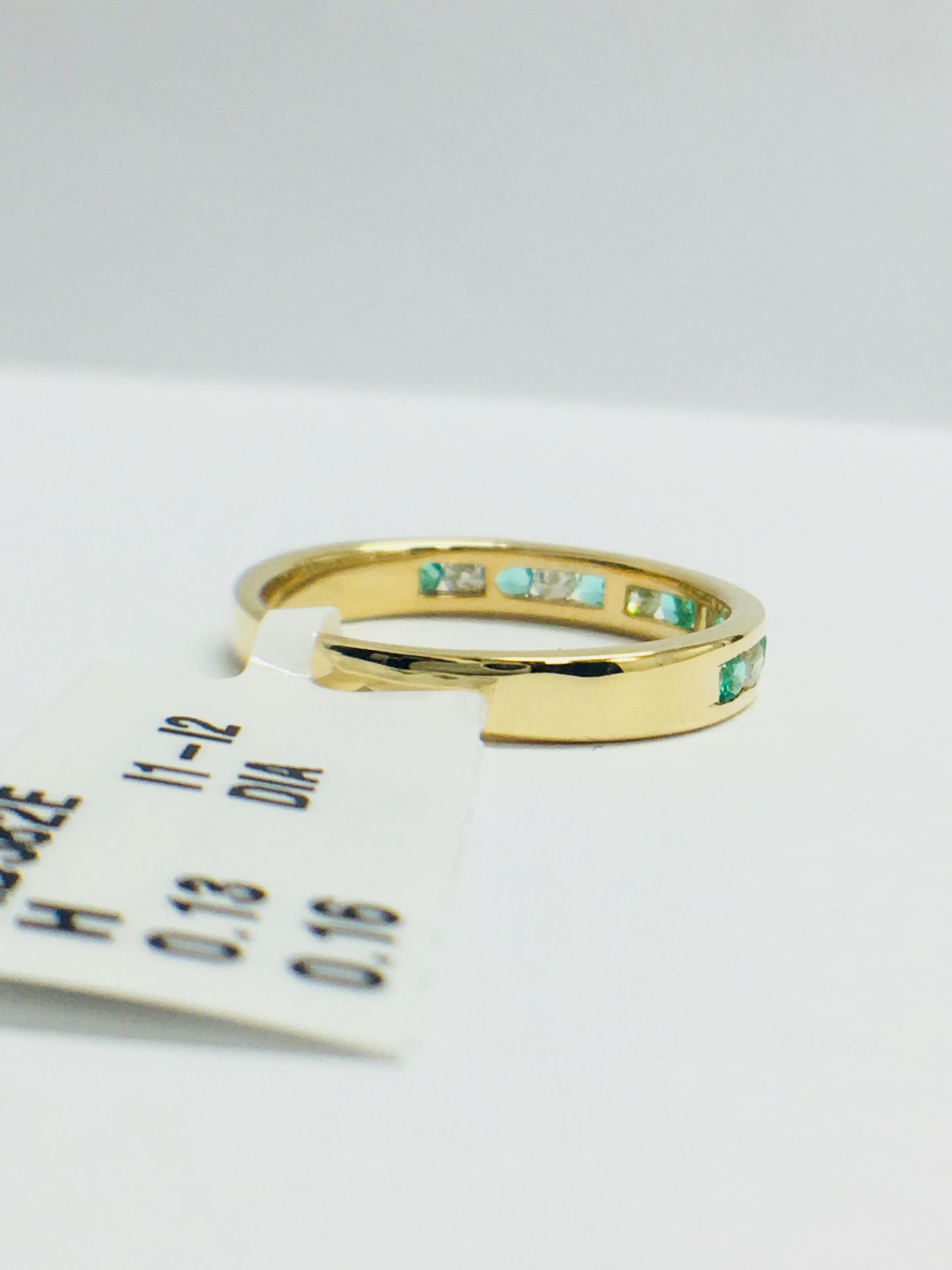 9ct Yellow Gold Emerald And Diamond Channel Sweet Eternity Ring - Image 6 of 11