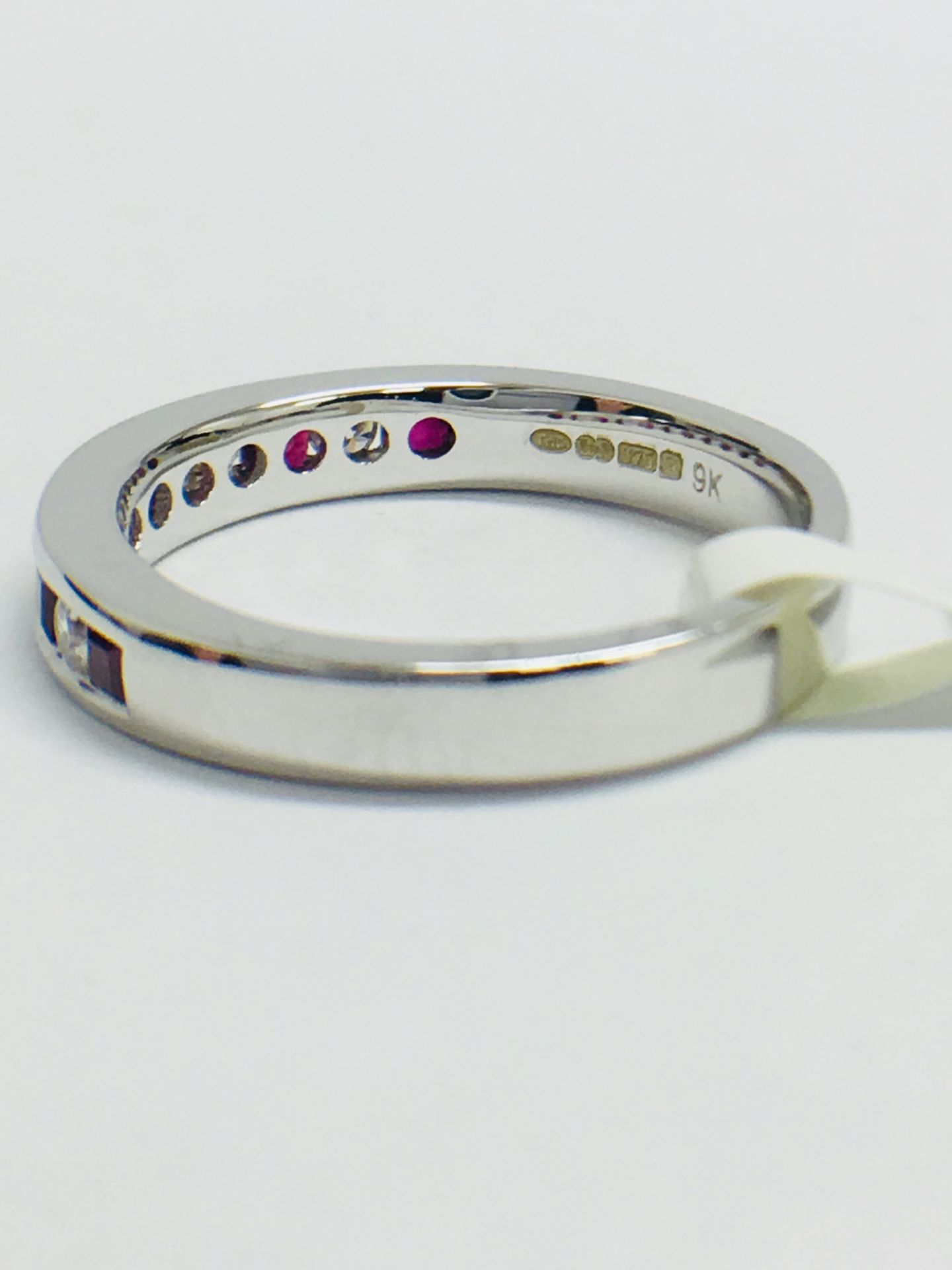 9ct White Gold Ruby Diamond Channel Set Eternity Ring - Image 5 of 9