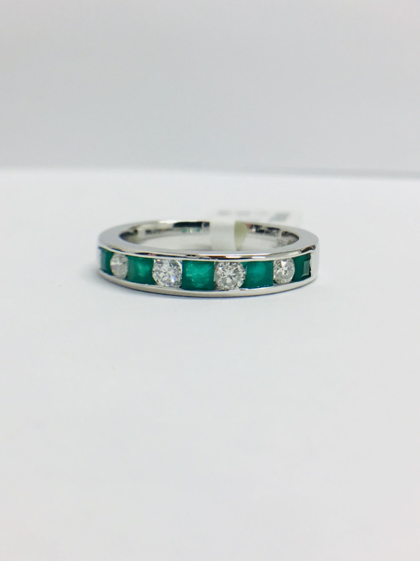 9ct Emerald Diamond Channel Set Eternity Ring