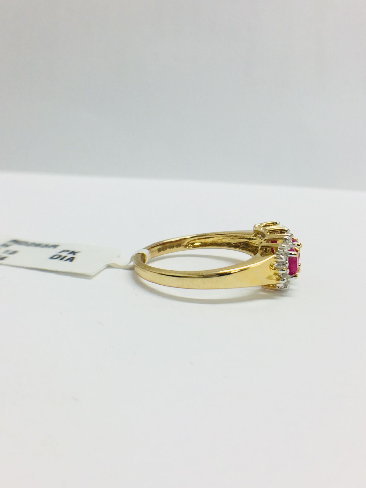 9ct Ruby Diamond Cluster Style Ring - Image 9 of 12