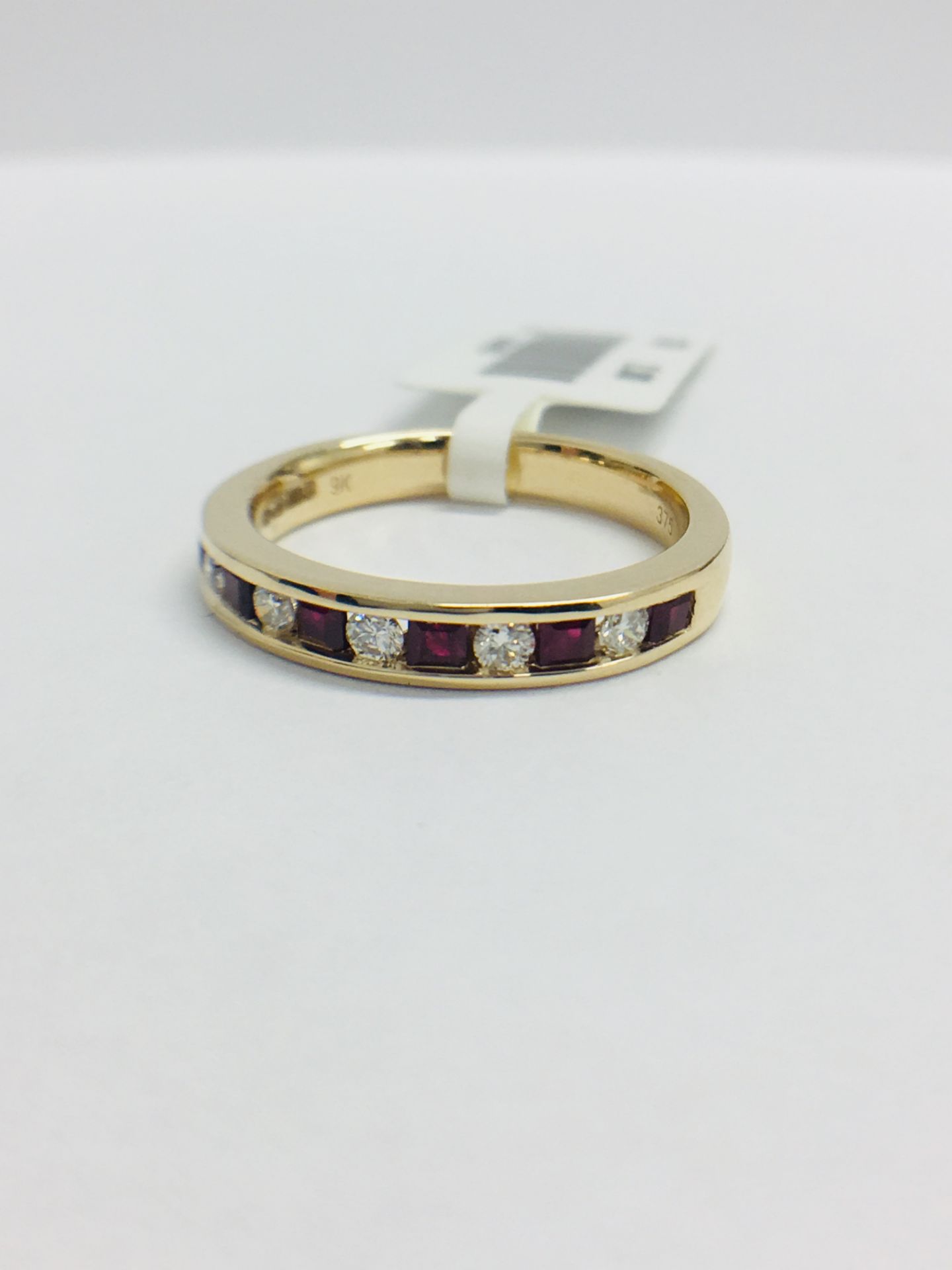 9ct Yellow Gold Ruby Diamond Channel Set Eternity Ring - Image 2 of 13