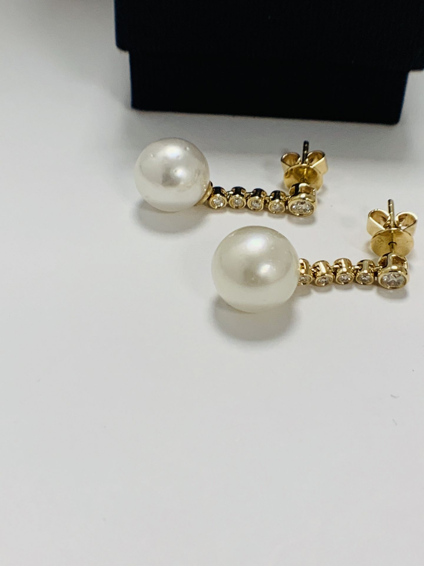 14ct Yellow Gold Pearl And Diamond Earrings
