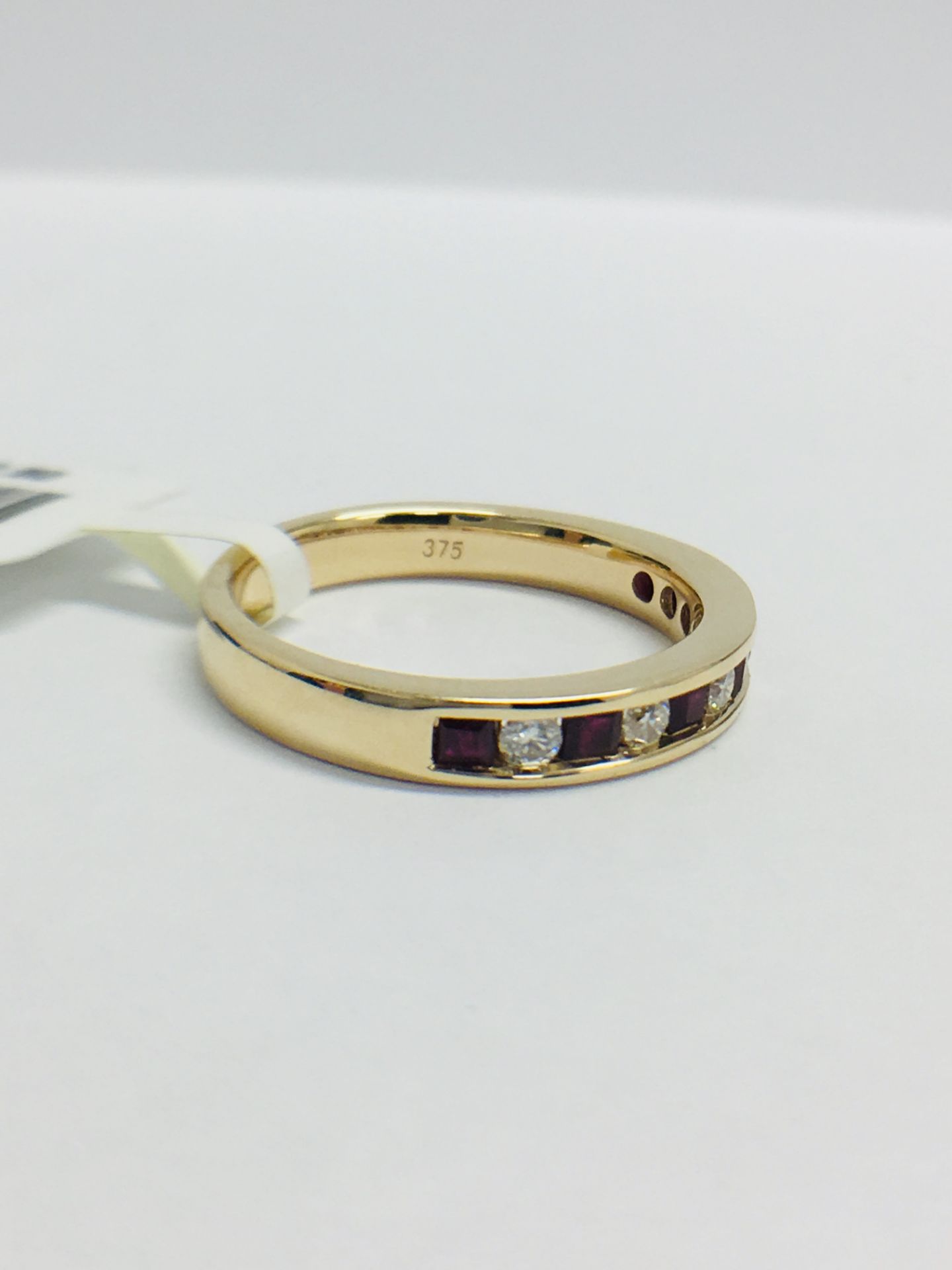9ct Yellow Gold Ruby Diamond Channel Set Eternity Ring - Image 9 of 13
