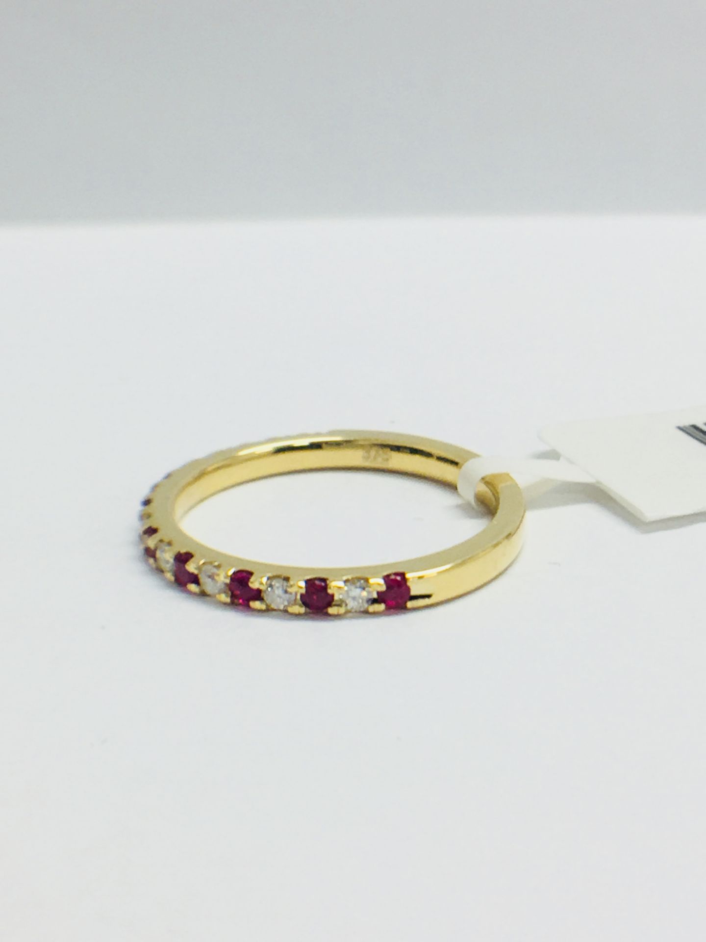9ct Yellow Gold Ruby Diamond Eternity Ring - Image 6 of 11