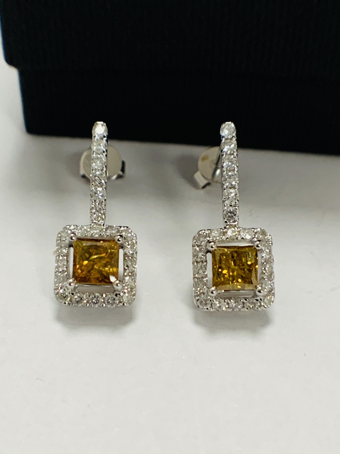 14ct White Gold Yellow Diamond Earrings