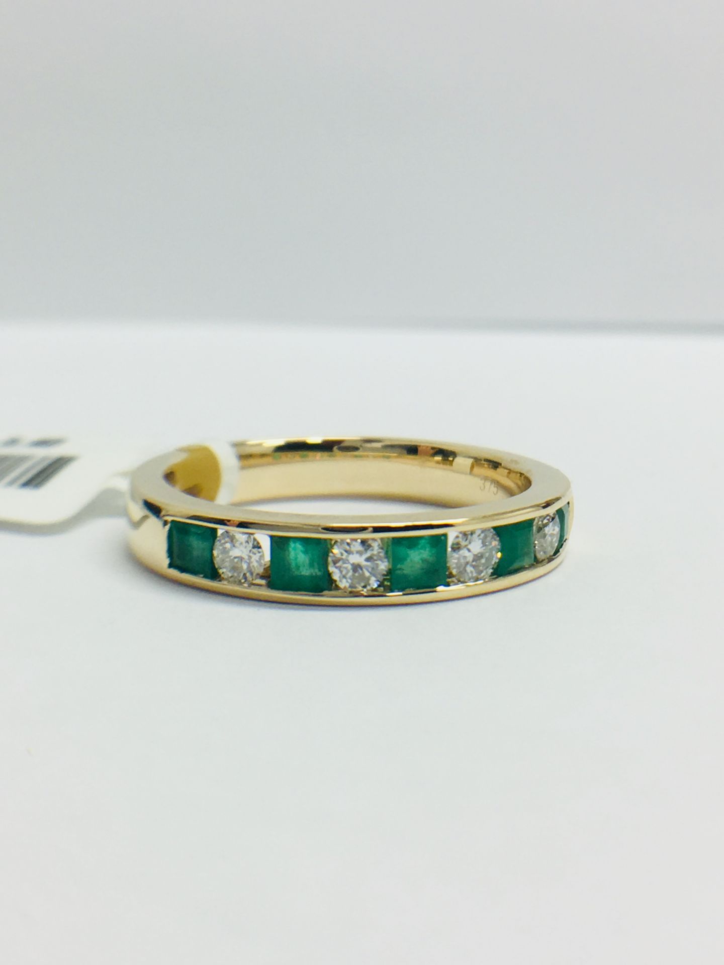 9ct Emerald Diamond Channel Set Eternity Ring