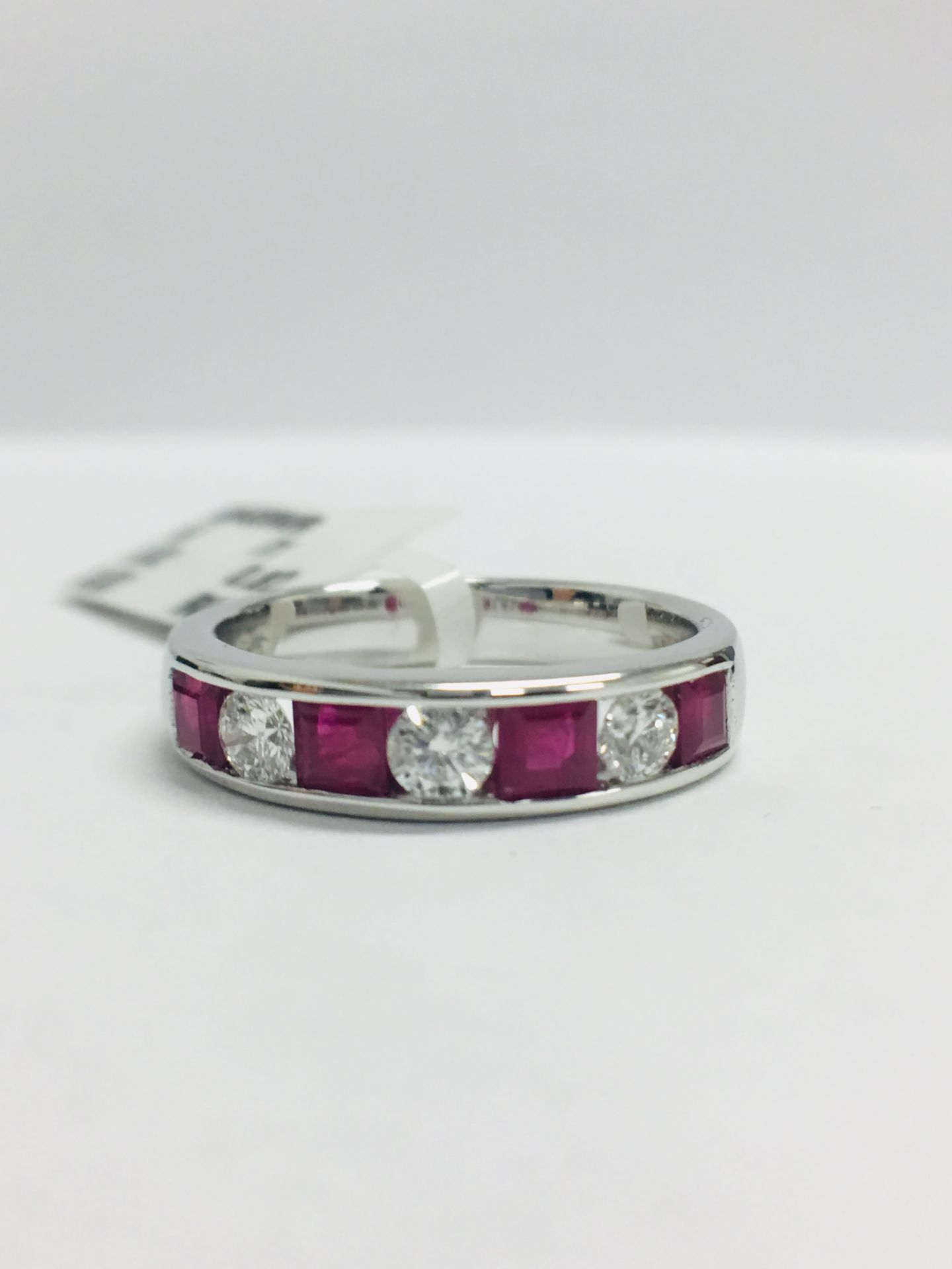 9ct White Gold Ruby Diamond Channel Set Ring - Image 8 of 9