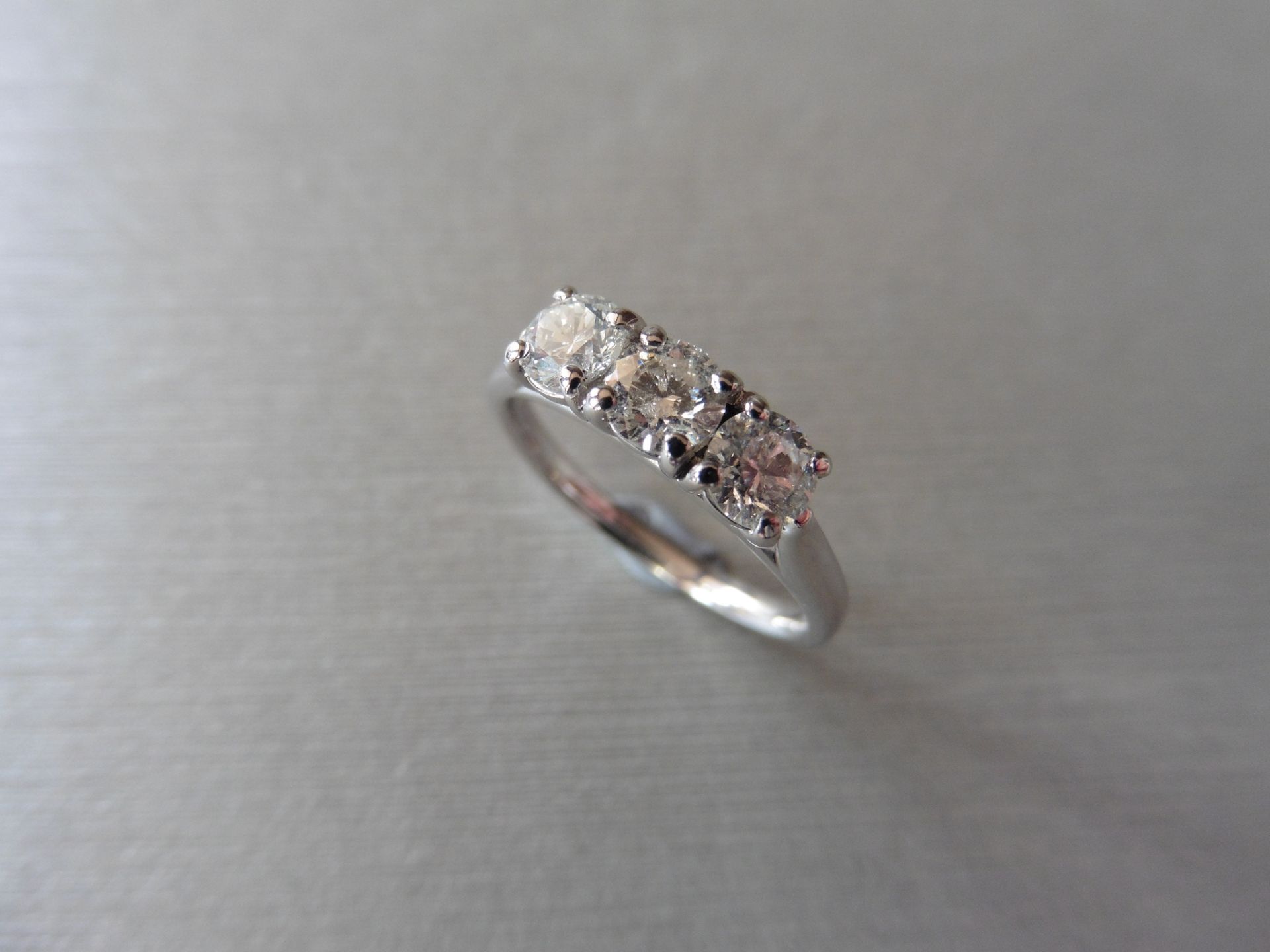 3ct Platinum Three Stone Diamond Ring - Image 5 of 5