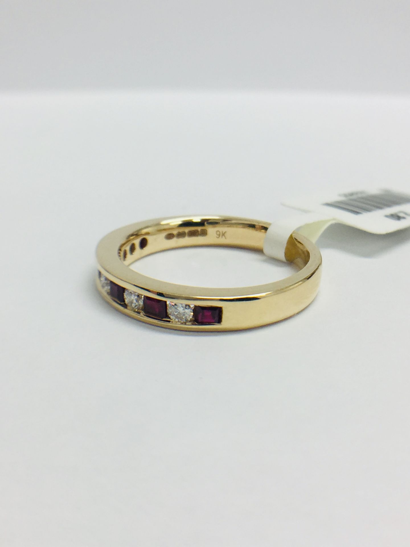 9ct Yellow Gold Ruby Diamond Channel Set Eternity Ring - Image 3 of 13