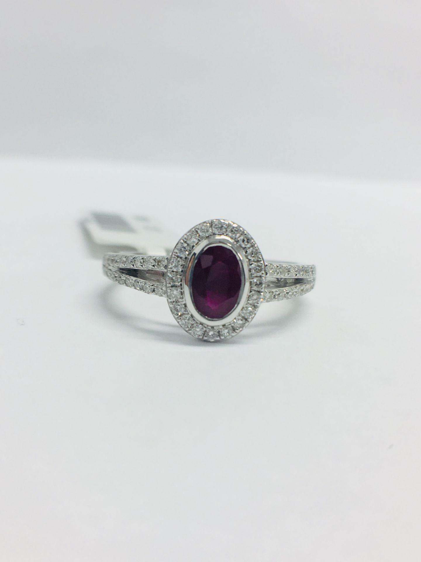 9ct White Gold Ruby Diamond Cluster Ring