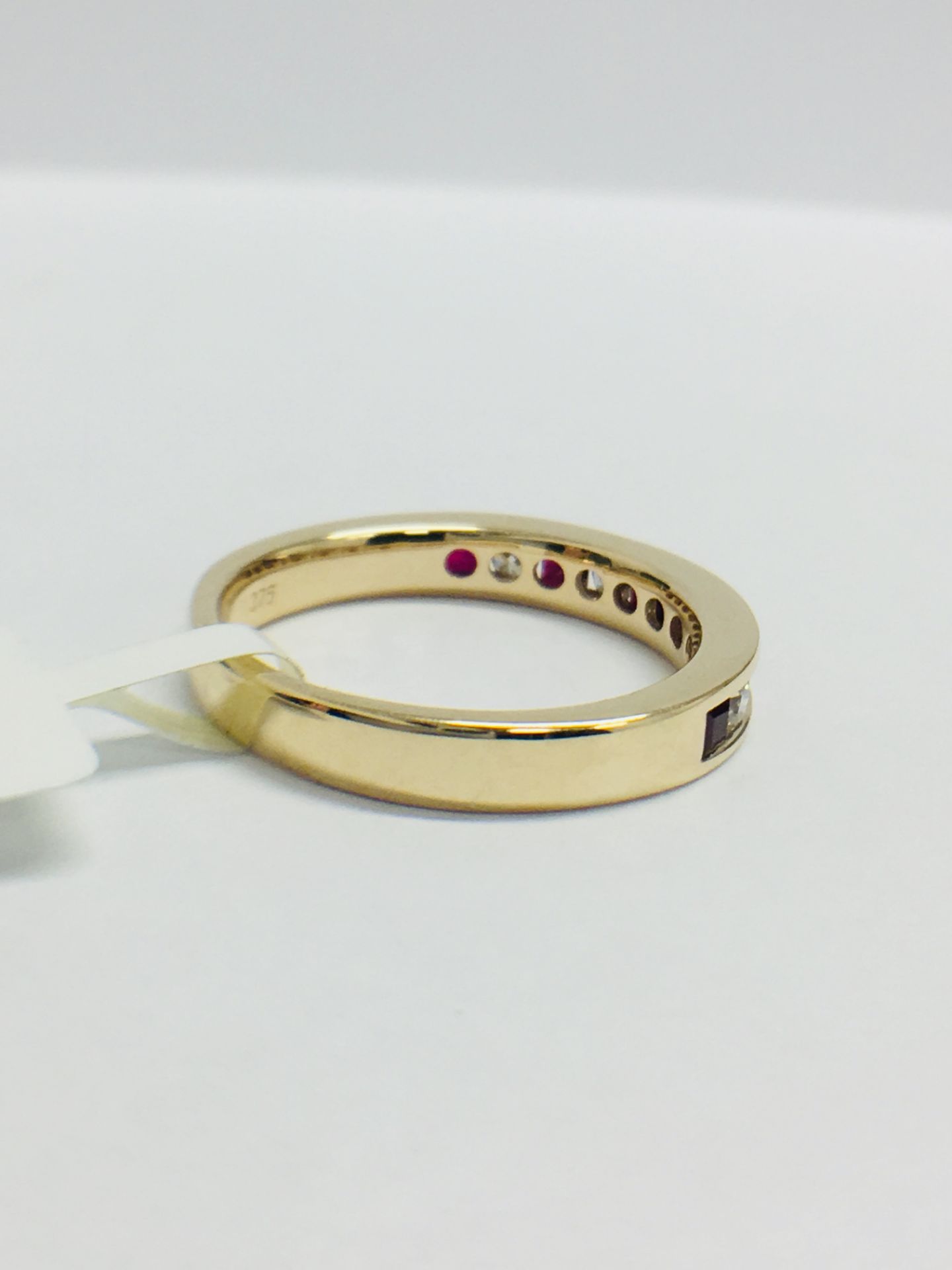 9ct Yellow Gold Ruby Diamond Channel Set Eternity Ring - Image 8 of 13