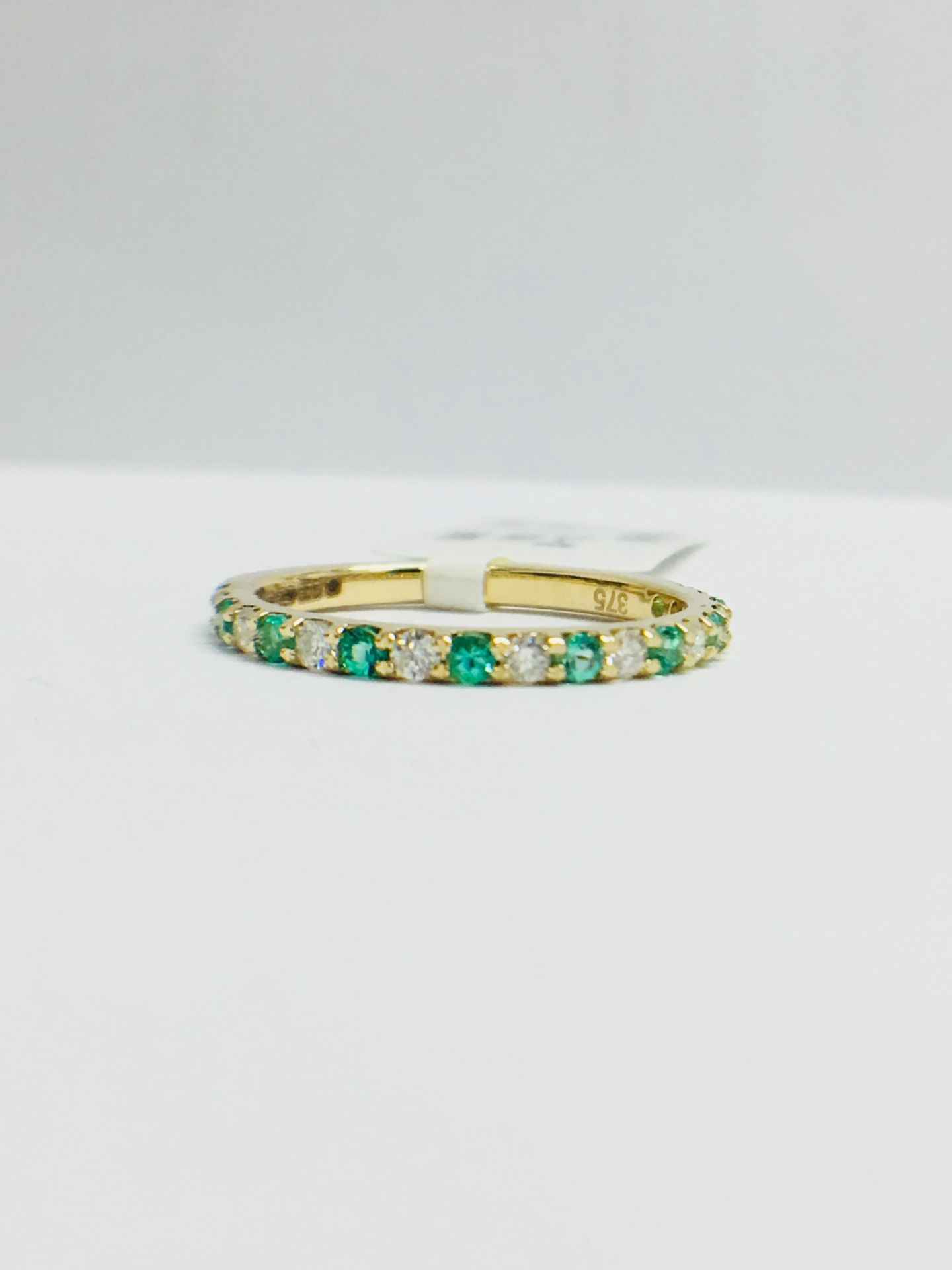 9ct Yellow Gold Emerald Diamond Eternity Ring