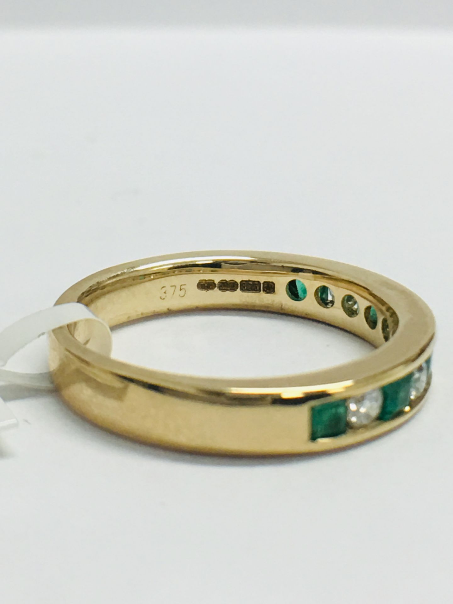 9ct Yellow Gold Emerald Diamond Channel Set Eternity Ring - Image 9 of 13