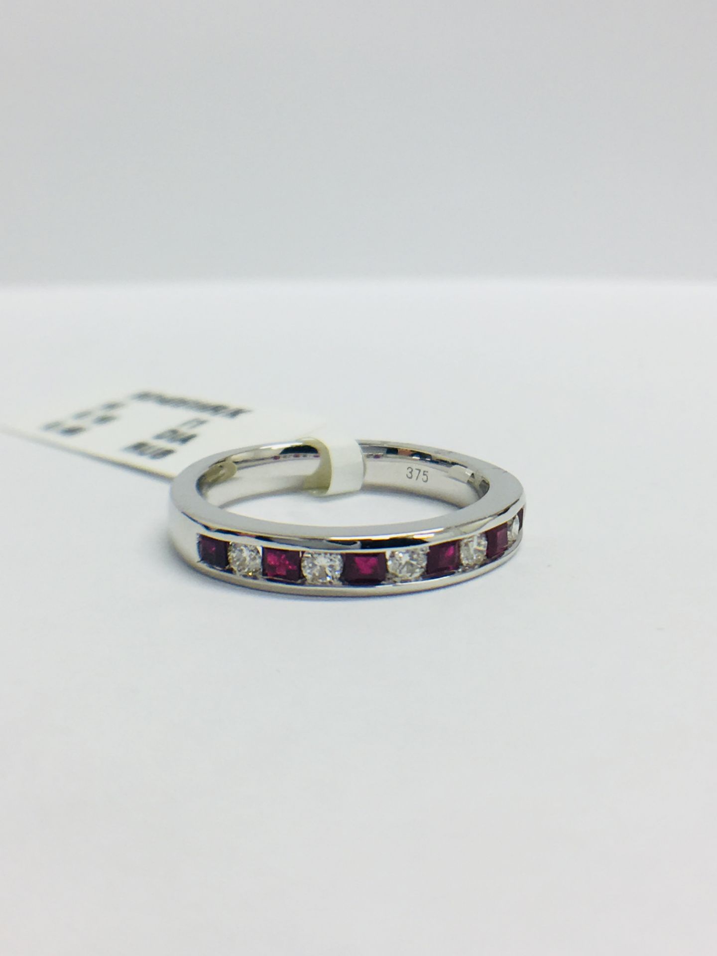 9ct White Gold Ruby Diamond Channel Set Eternity Ring - Image 7 of 9