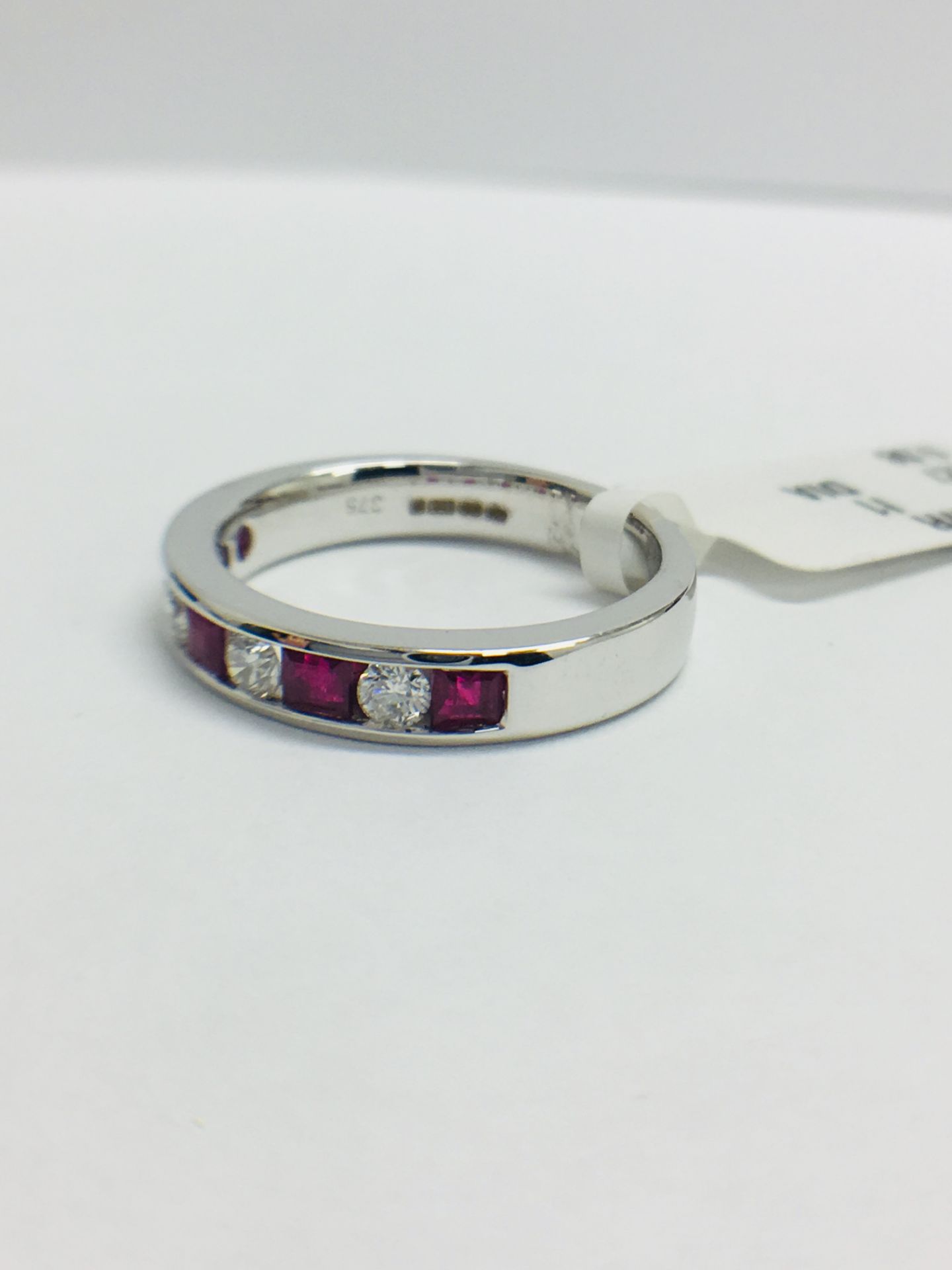 9ct Ruby Diamond Channel Set Eternity Ring - Image 4 of 12