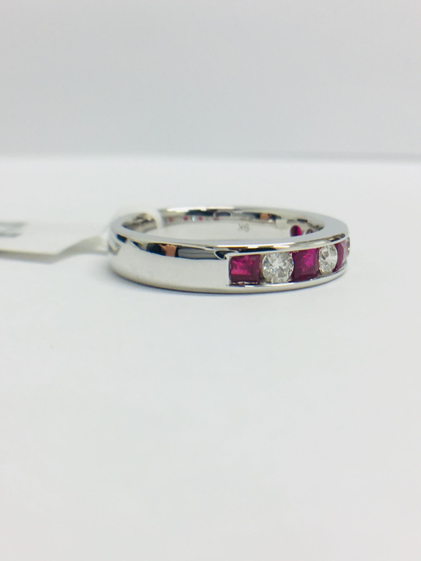 9ct Ruby Diamond Channel Set Eternity Ring - Image 9 of 12