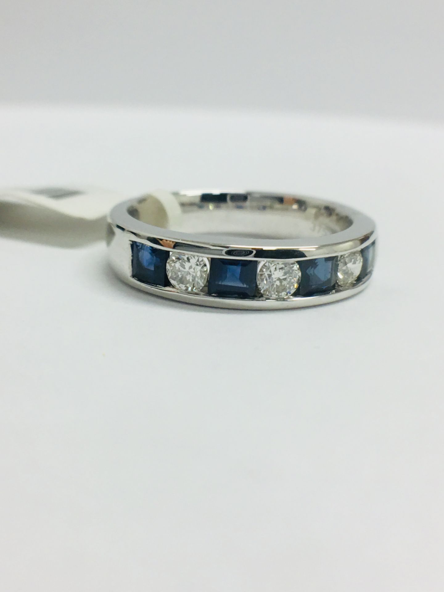 9ct White Gold Sapphire Diamond Channel Set Ring - Image 10 of 11