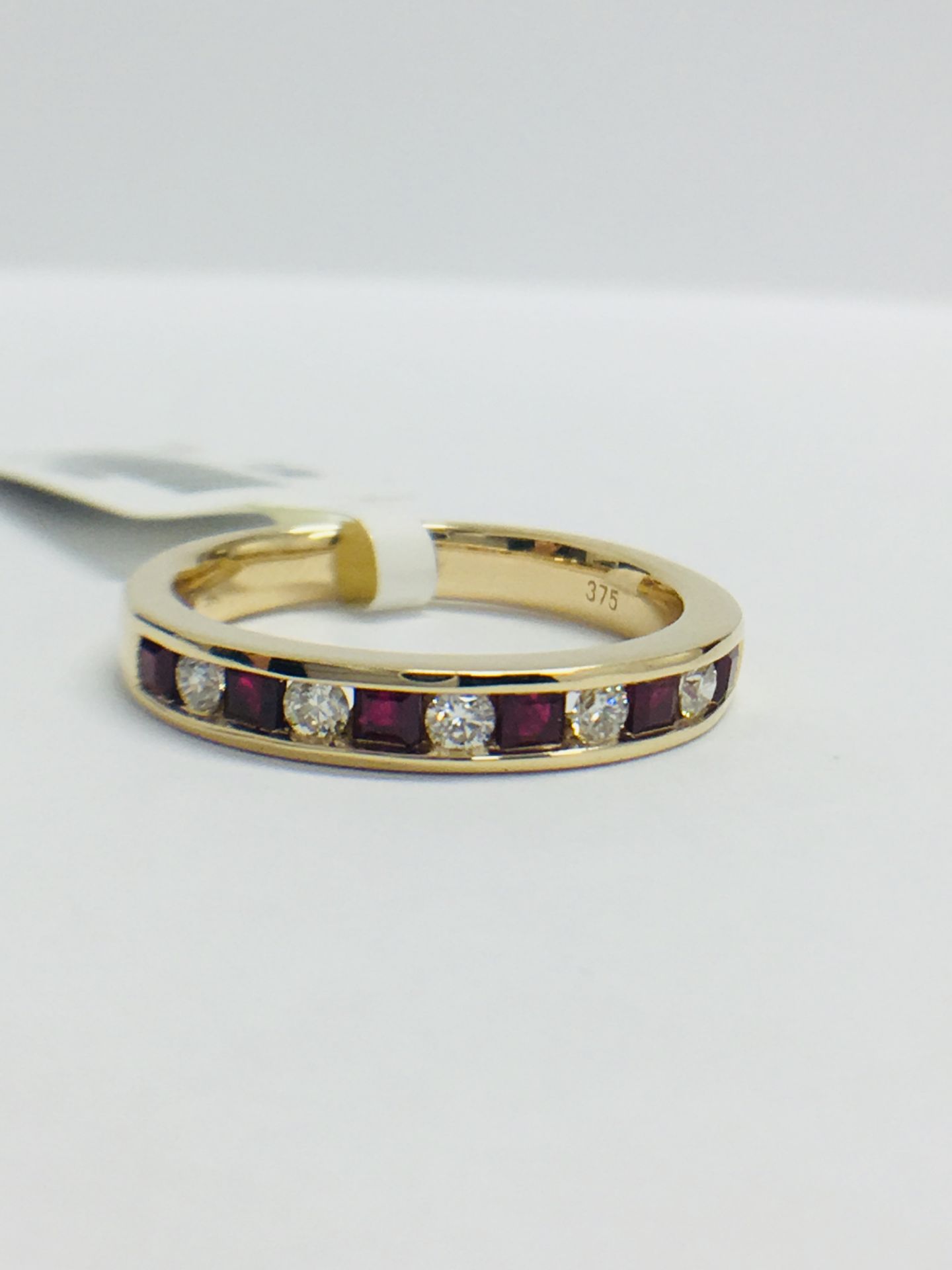 9ct Yellow Gold Ruby Diamond Channel Set Eternity Ring - Image 11 of 13