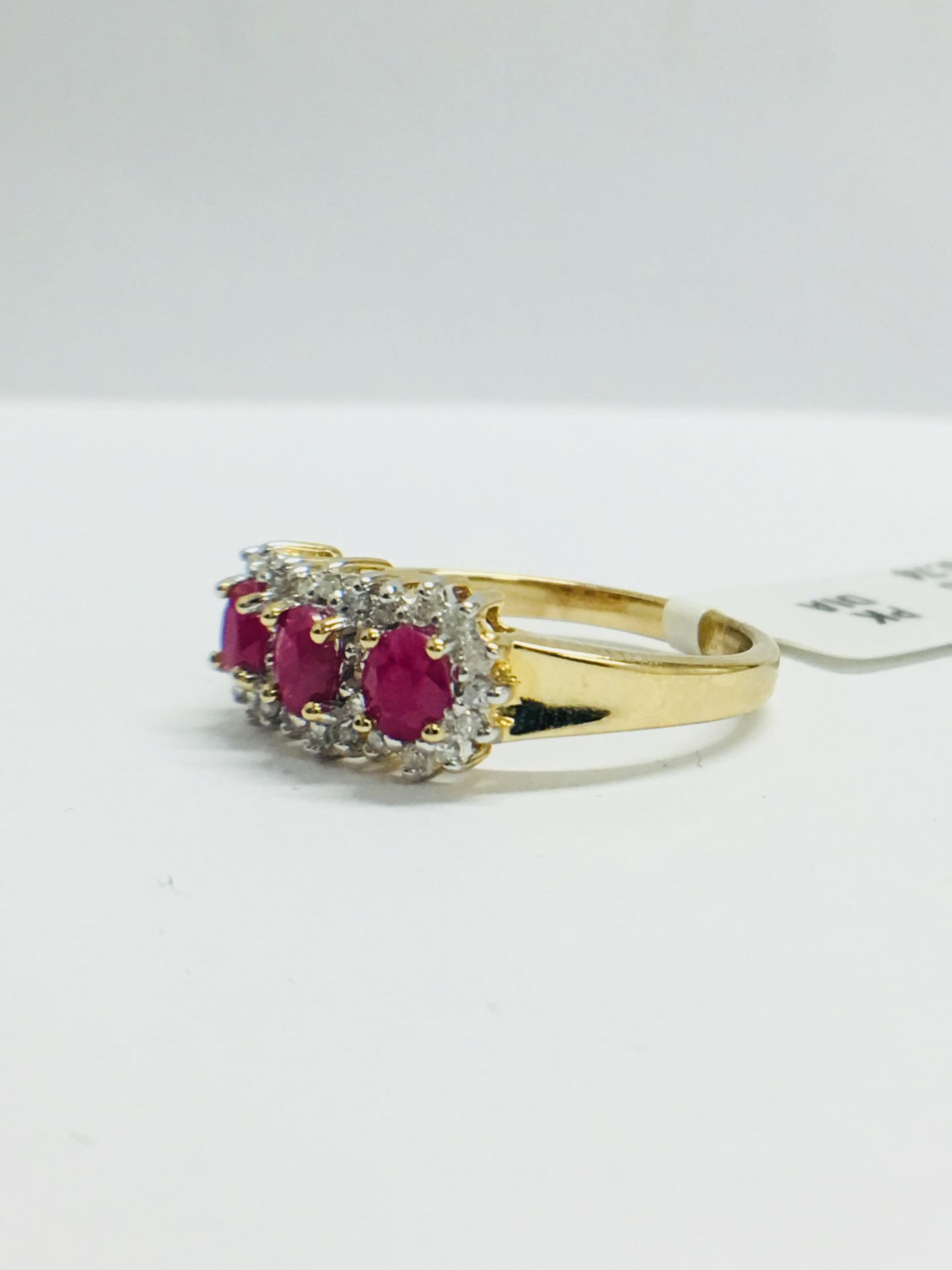 9ct Ruby Diamond Cluster Style Ring - Image 2 of 12