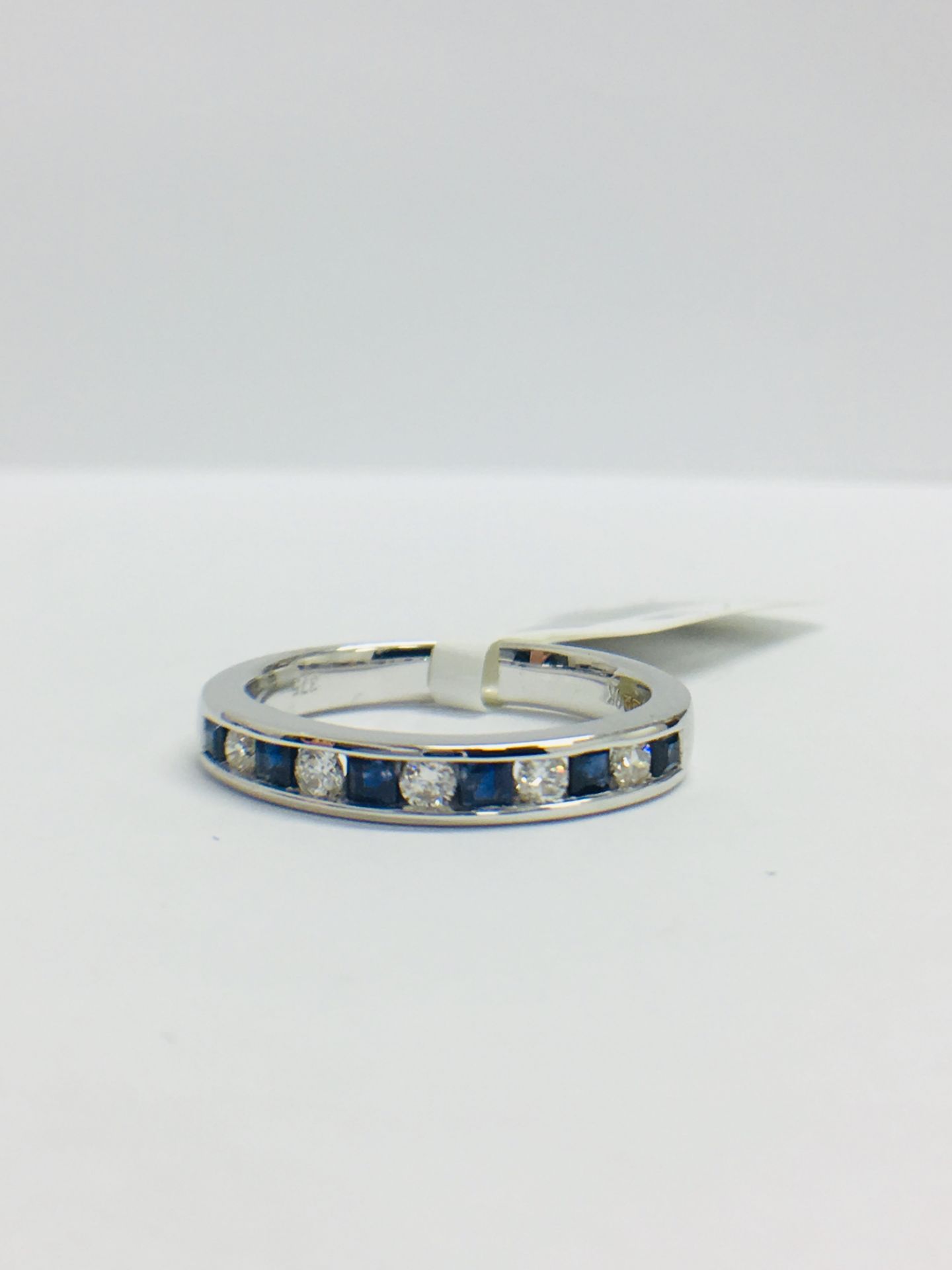 9ct White Gold Sapphire Diamond Channel Set Eternity Ring