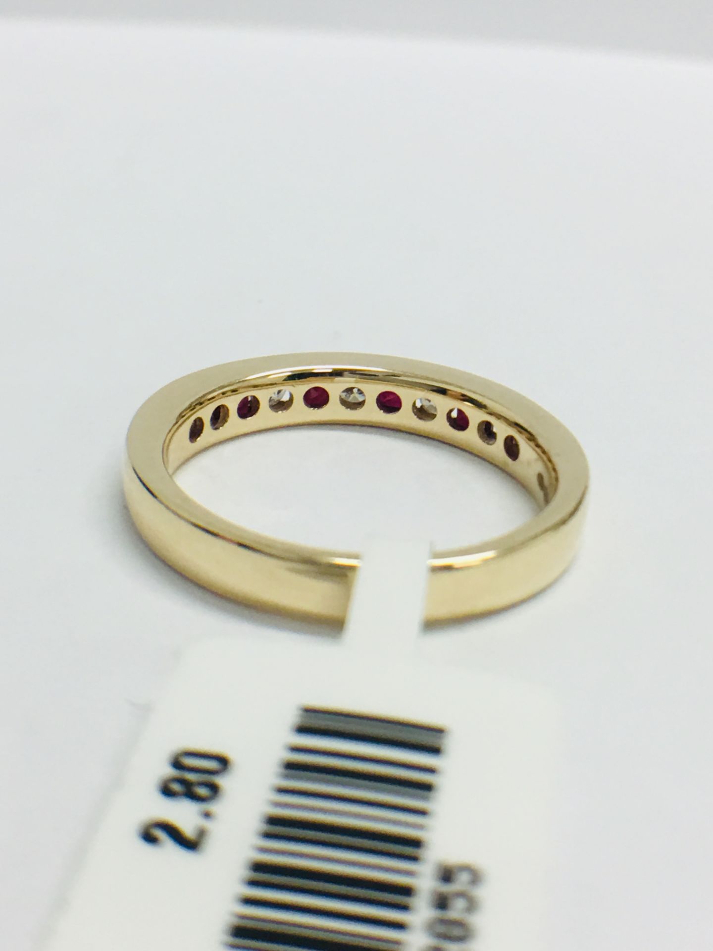 9ct Yellow Gold Ruby Diamond Channel Set Eternity Ring - Image 7 of 13