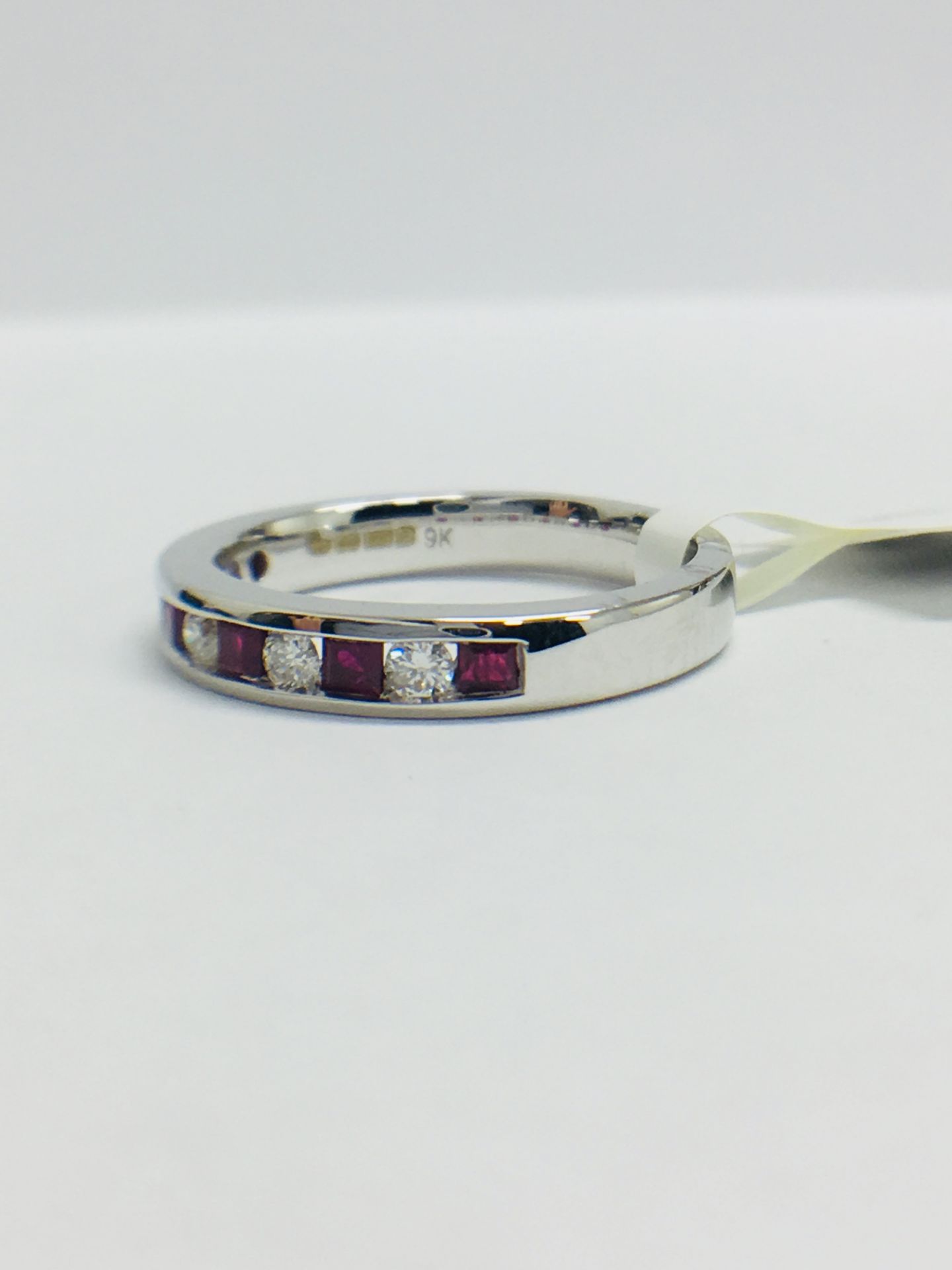9ct White Gold Ruby Diamond Channel Set Eternity Ring - Image 3 of 9