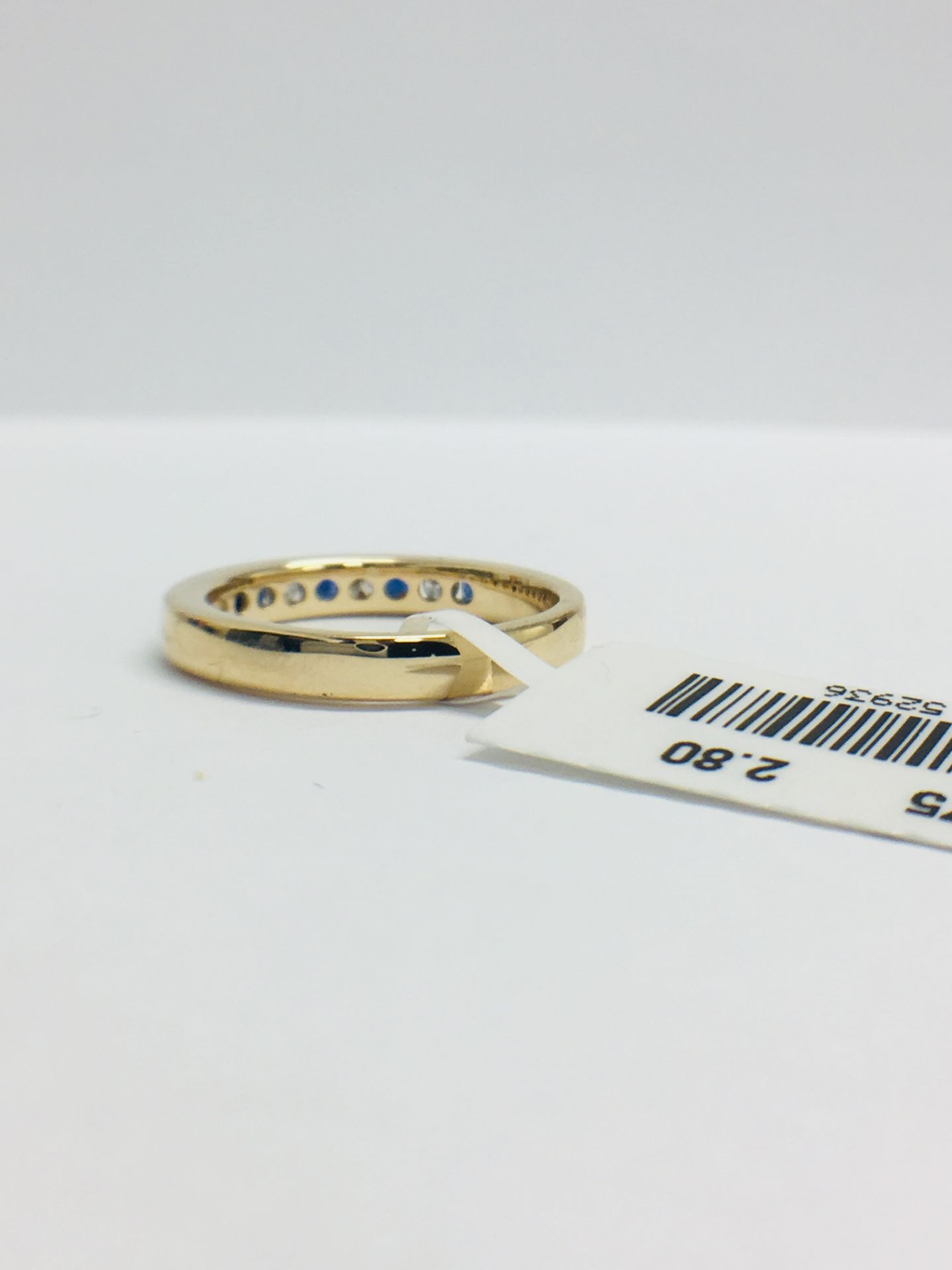 9ct Yellow Gold Sapphire Diamond Channel Set Eternity Ring - Image 4 of 9