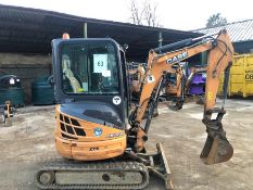 Case model CX26B mini excavator, serial no. NSUC26BCNZLN06862, 1327 hrs, Year - 2016 (with