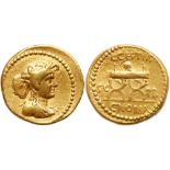 L. Cestius and C. Norbanus. Gold Aureus (8.00 g), 43 BC