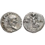 Divus Vespasian. Silver Denarius (3.48 g), died AD 79. VF