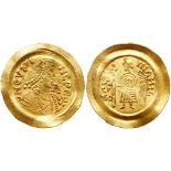 Lombards. Cunincpert. Gold Tremissis (1.40 g), 688-700. VF