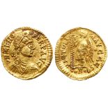 Visigoths in Gaul. Pseudo-imperial issue. Gold Tremissis (1.46 g), 417-507