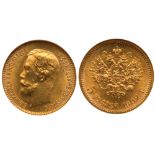 5 Roubles 1902 AP. GOLD.