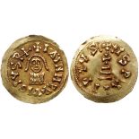 Visigoths. Ervig. Gold Tremissis (1.51 g), 680-687. EF