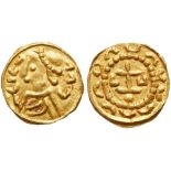 Merovingians, Uncertain. Gold Tremissis (1.27 g), ca. 575-650. MS