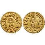 Visigoths. Reccared I. Gold Tremissis (1.45 g), 586-601. EF