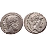 Q. Servilius Caepio Brutus. Silver Denarius (3.96 g), 54 BC